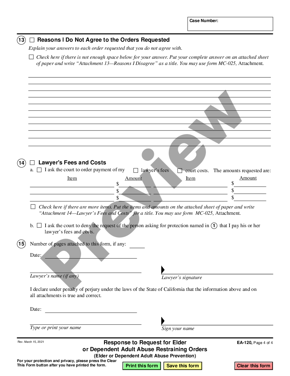 page 3 Response to Request for Elder or Dependent Adult Abuse Restraining Orders preview
