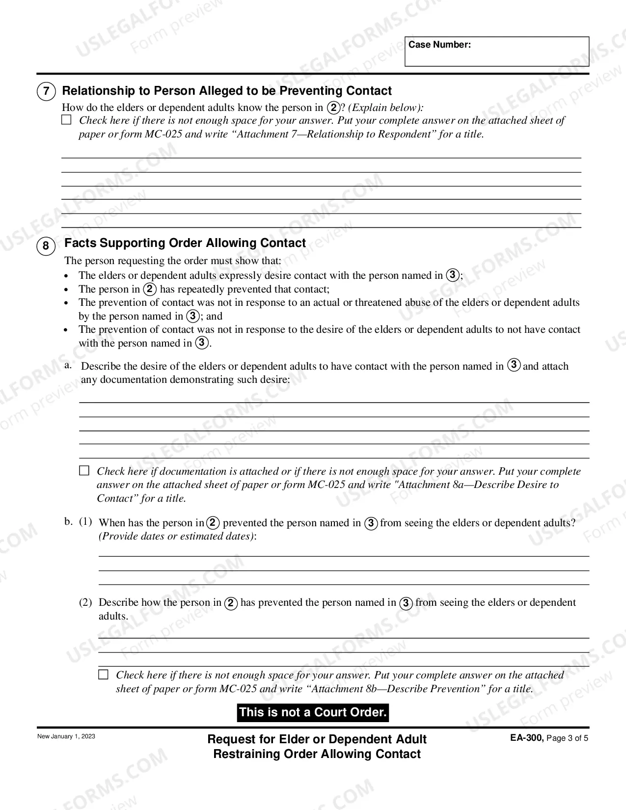 Preview Request for Elder or Dependent Adult Restraining Order Allowing Contact
