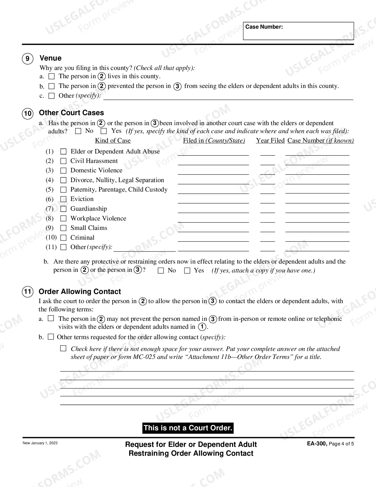 Preview Request for Elder or Dependent Adult Restraining Order Allowing Contact