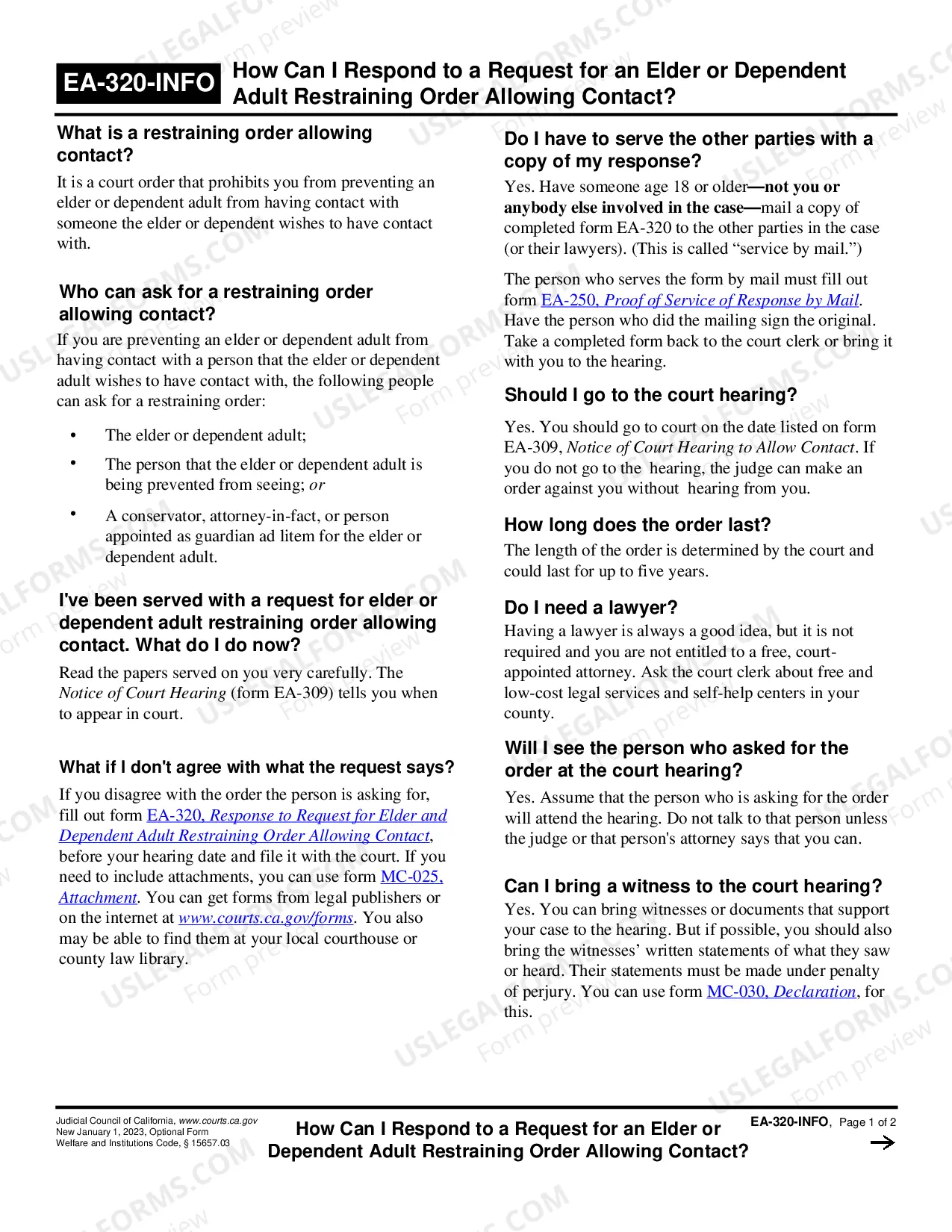 Preview How Can I Respond for an Elder or Dependent Adult Restraining Order Allowing Contact