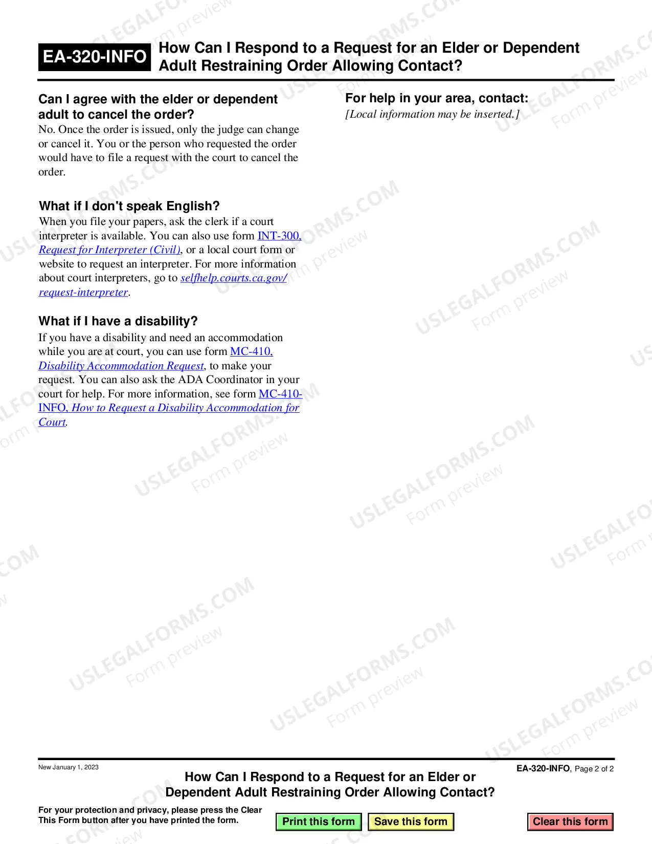 Preview How Can I Respond for an Elder or Dependent Adult Restraining Order Allowing Contact