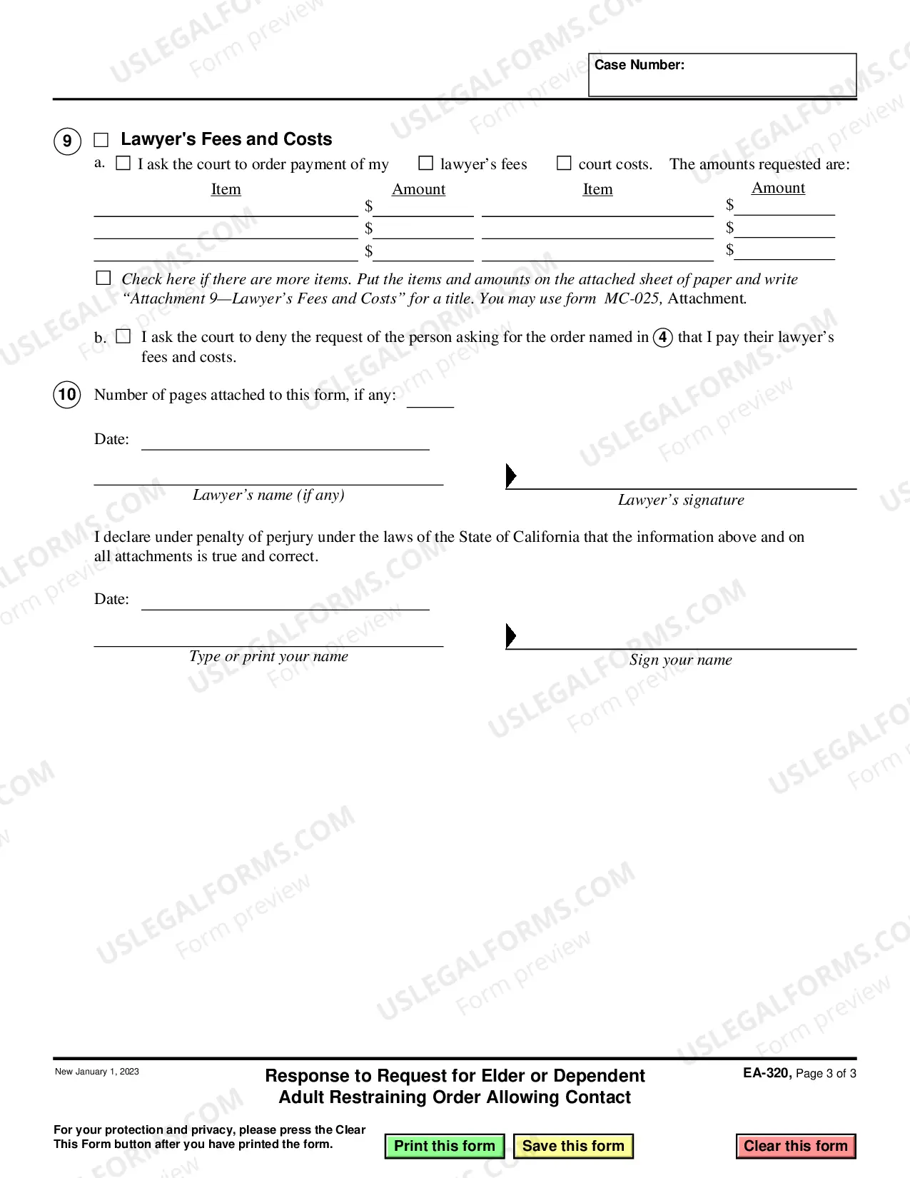 Preview Response to Request for Elder or Dependent Adult Restraining Order Allowing Contact