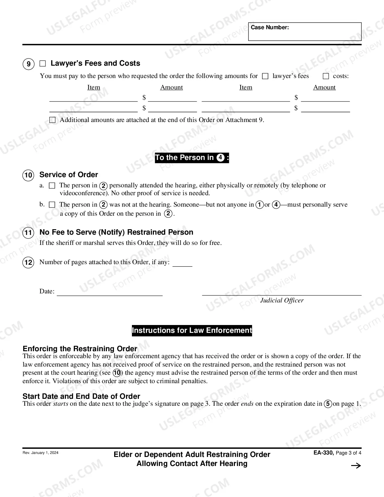 Preview Elder or Dependent Adult Restraining Order Allowing Contact after Hearing