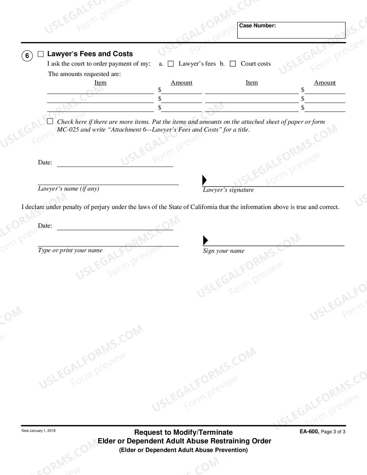 Preview Request to Modify or Terminate Elder or Dependent Adult Abuse Restraining Order