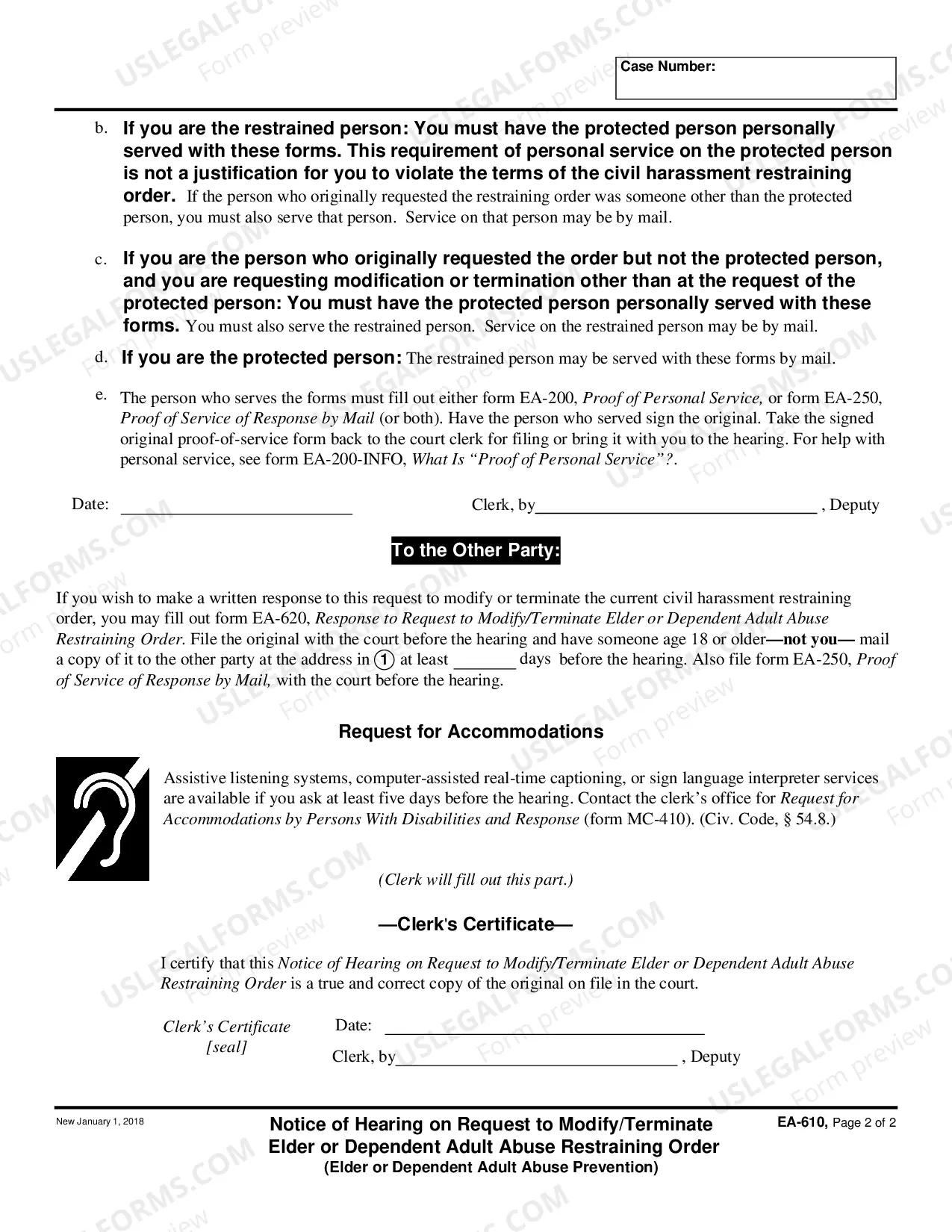 Preview Notice of Hearing to Modify or Terminate Elder or Dependent Adult Abuse Restraining Order