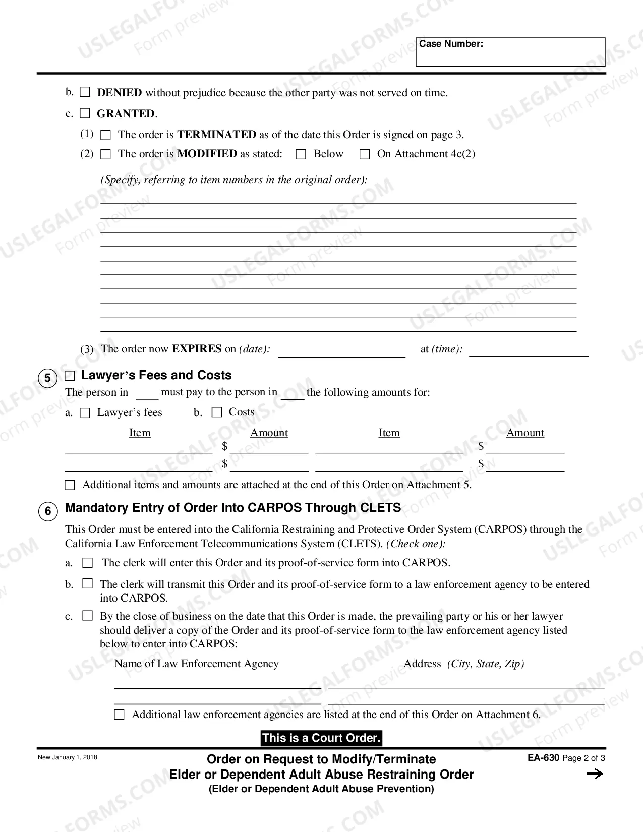 Preview Order on Request to Modify or Terminate Elder or Dependent Adult Abuse Restraining Order