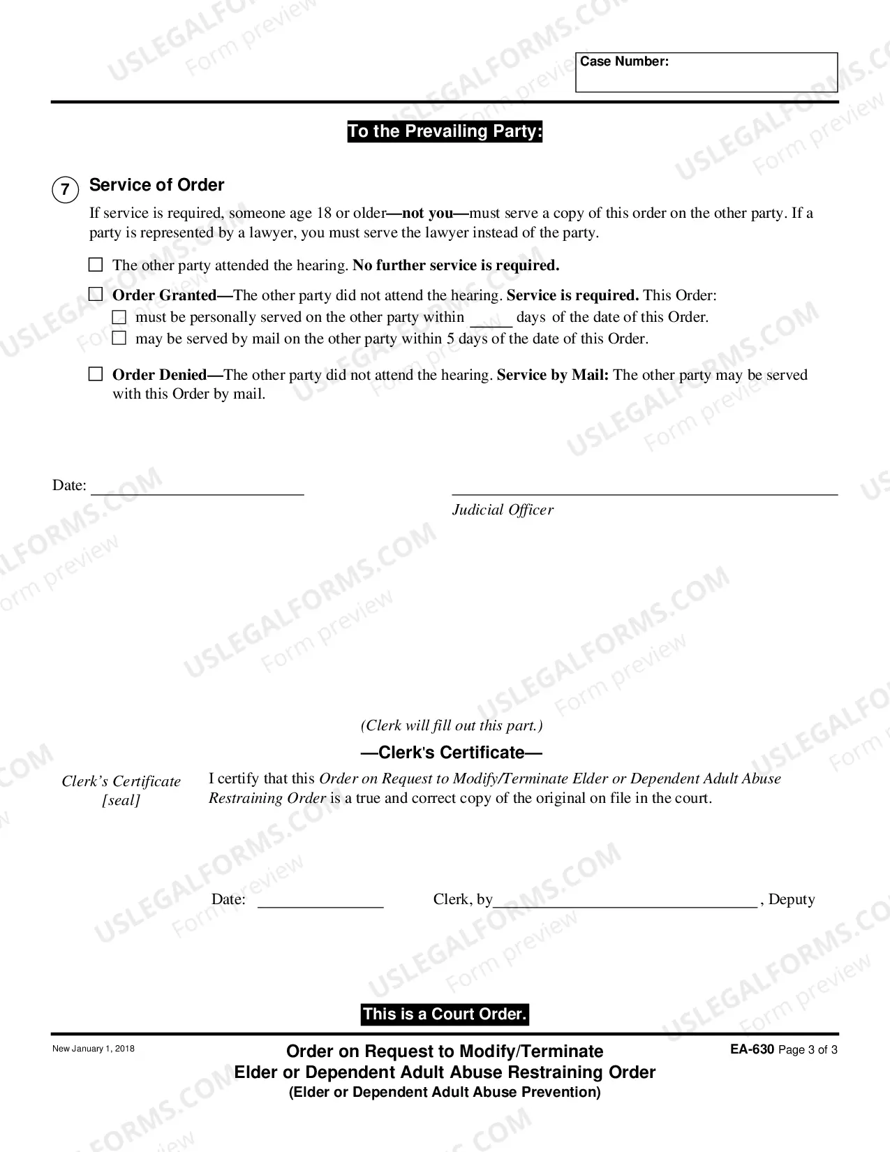 Preview Order on Request to Modify or Terminate Elder or Dependent Adult Abuse Restraining Order