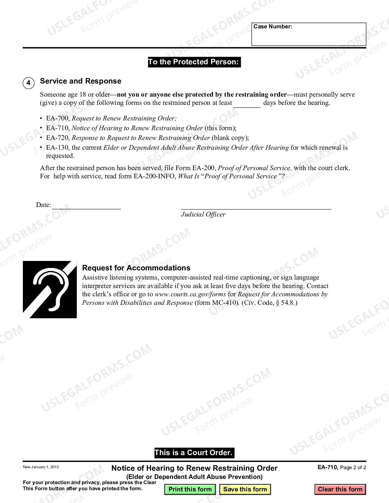 Preview Notice of Hearing to Renew Restraining Order - Elder or Dependent Adult Abuse Prevention