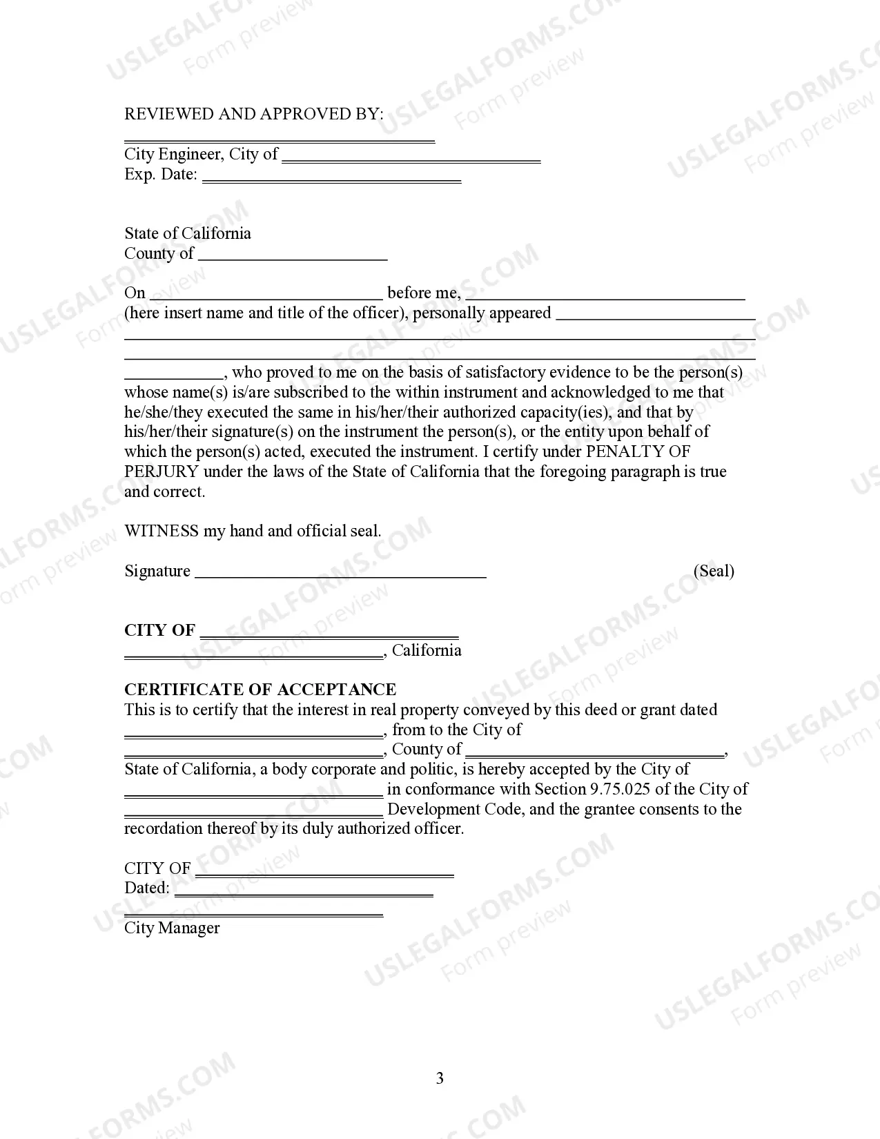 Preview General Easement Deed for Municipal Corporation Grantee