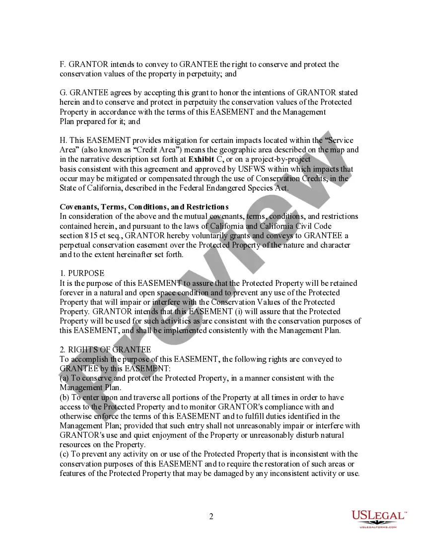 Get Perpetual Conservation Easement Grant To Maintain Property in Natural and Open Space Environment Preview Perpetual Conservation Easement Grant To Maintain Property in Natural and Open Space Environment