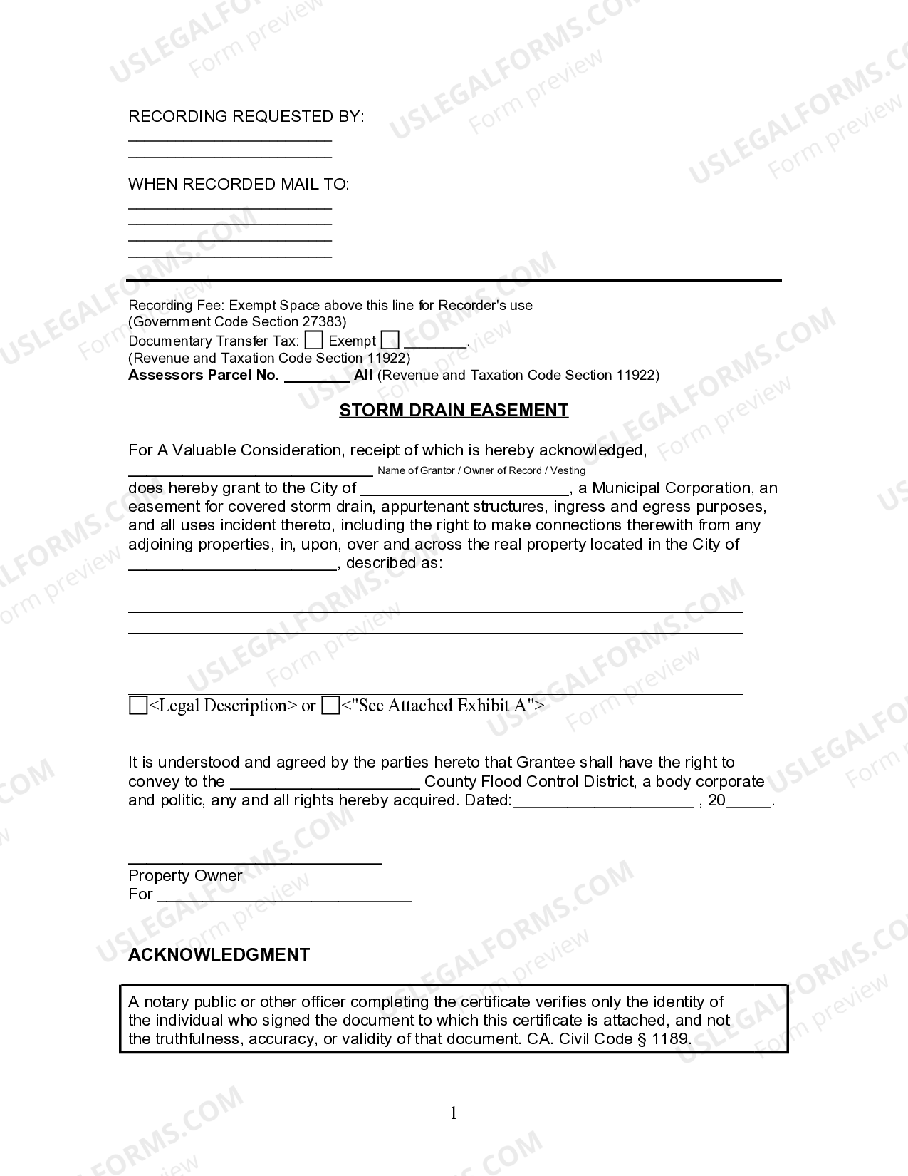 California Storm Drain Easement California Easement US Legal Forms