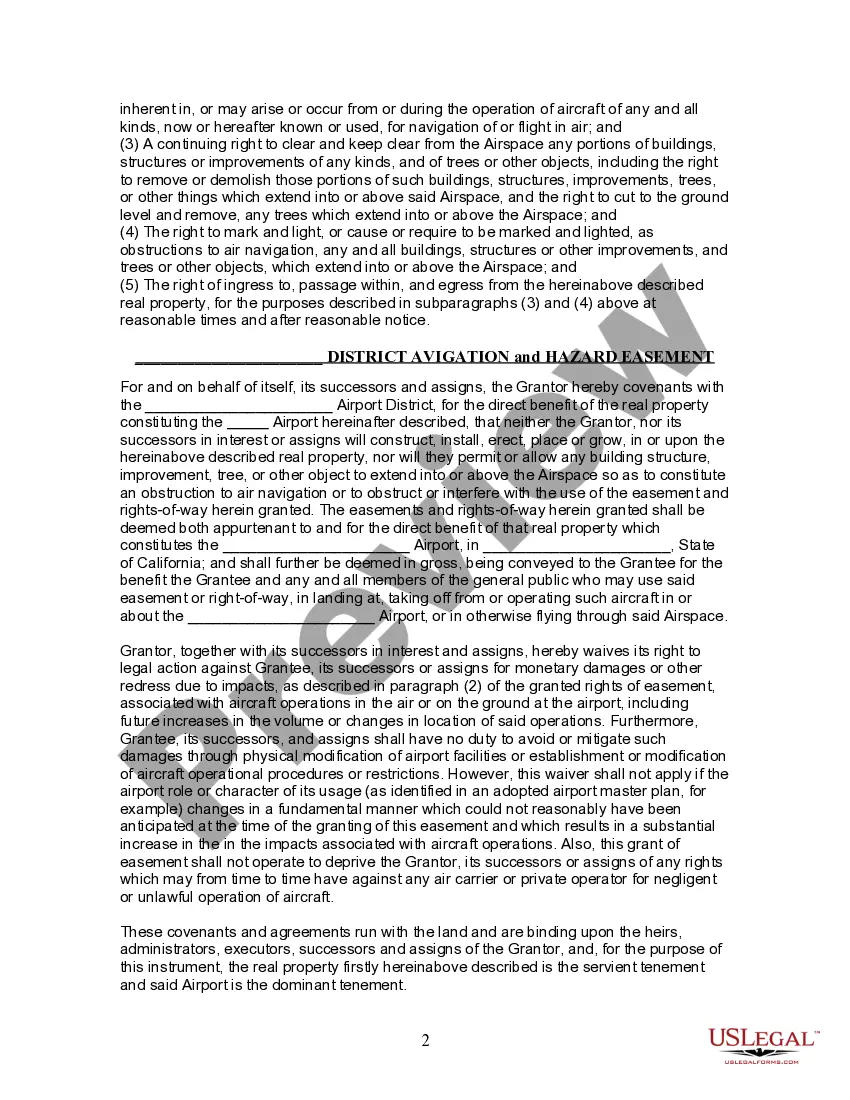 Get Avigation Easement For the Maintenance of Airspace Preview Avigation Easement For the Maintenance of Airspace