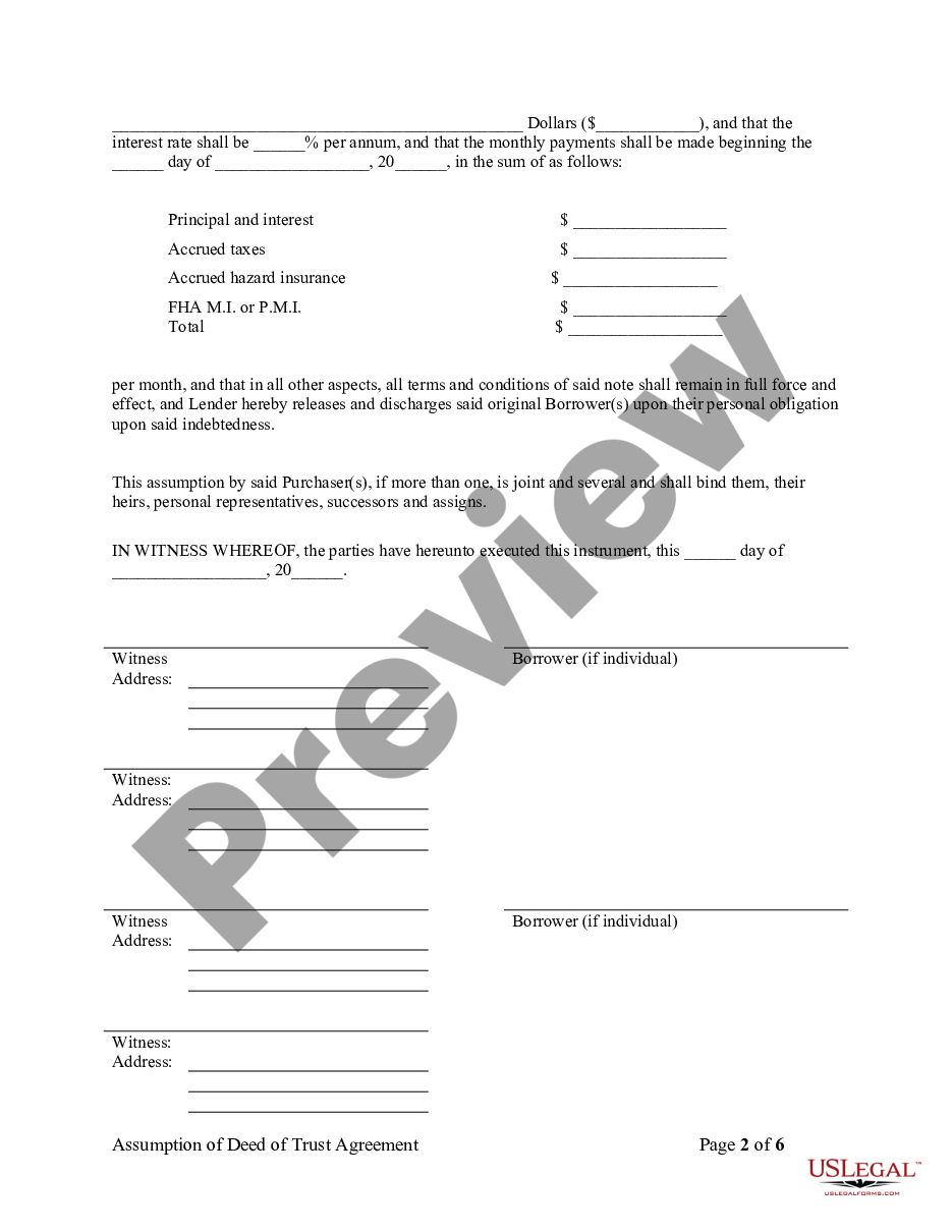 page 5 Assumption Agreement of Deed of Trust and Release of Original Mortgagors preview