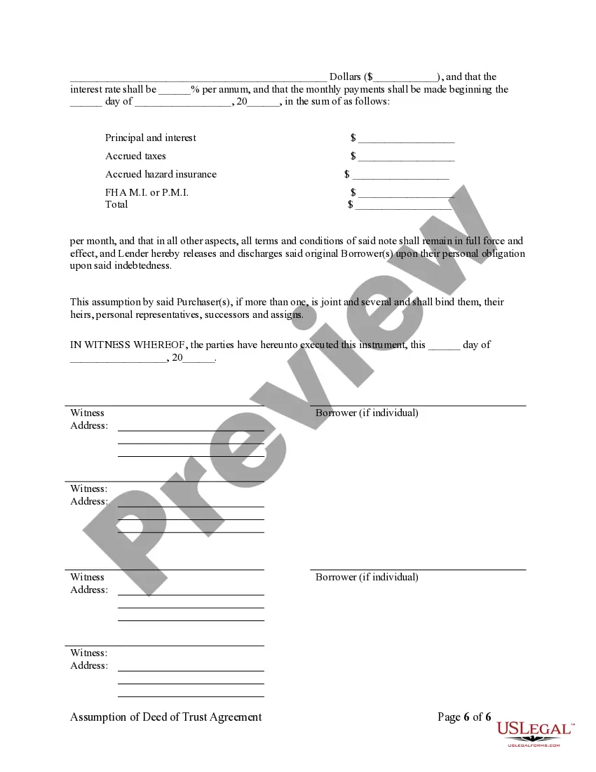 Get Assumption Agreement of Deed of Trust and Release of Original Mortgagors Preview Assumption Agreement of Deed of Trust and Release of Original Mortgagors