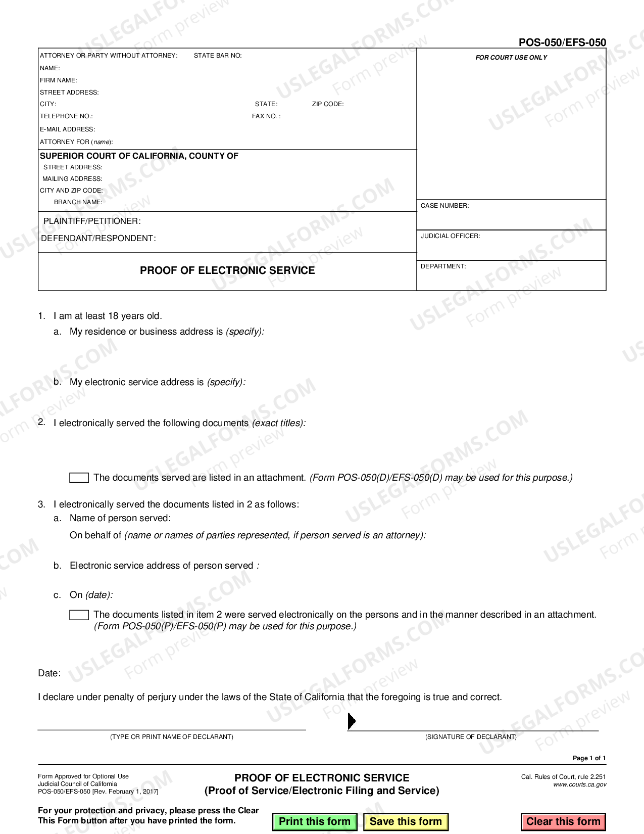 Los Angeles California Proof of Electronic Service Proof of Service