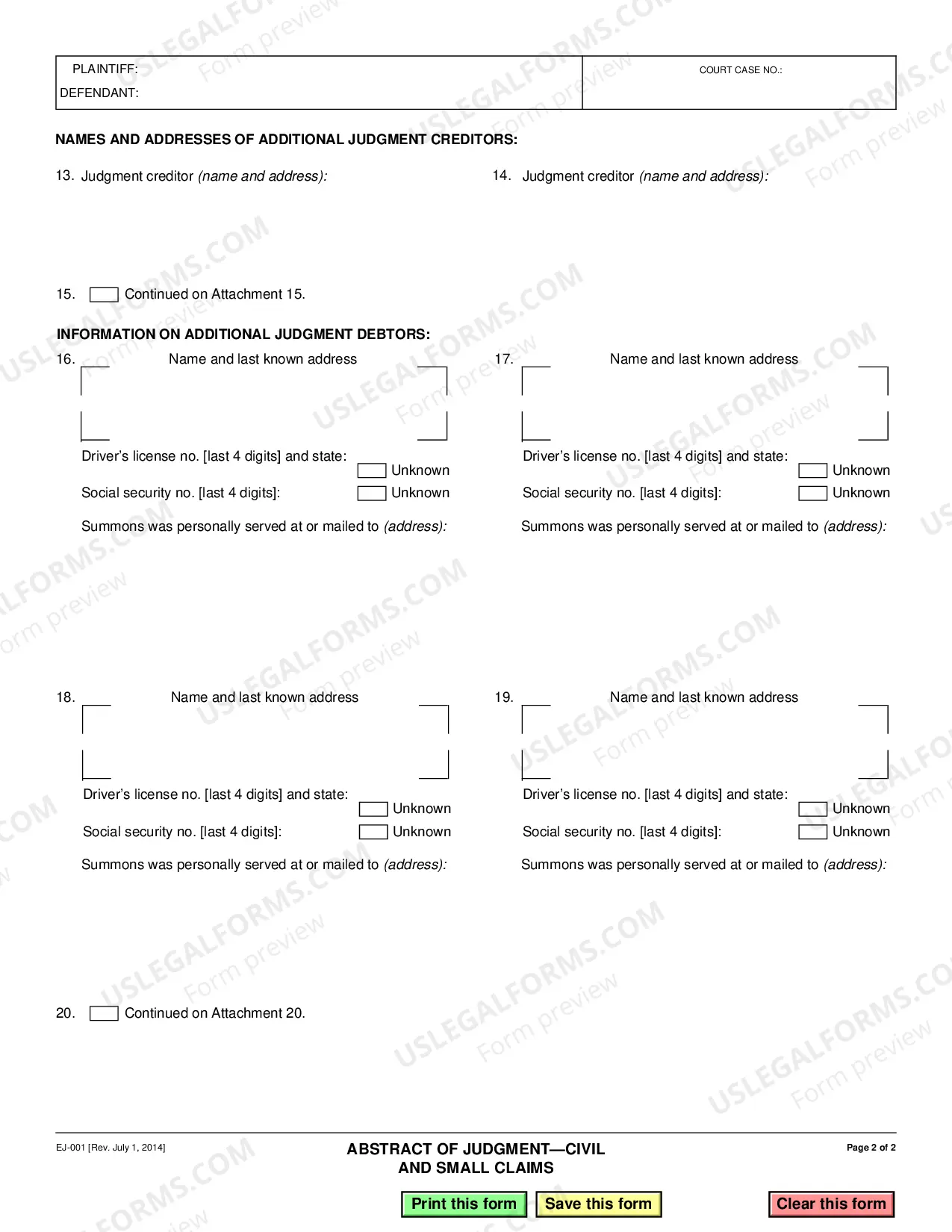 Preview Abstract of Judgment - Civil