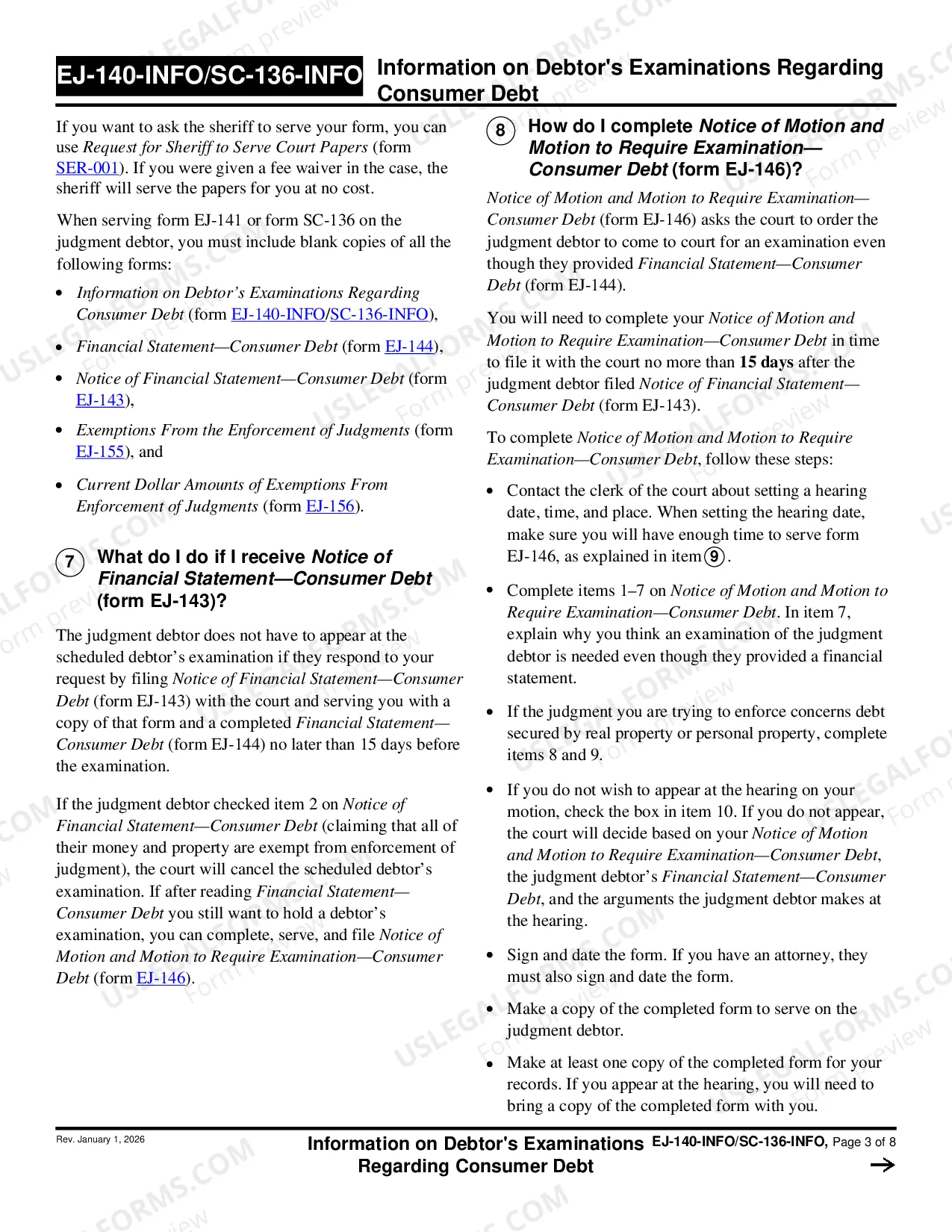 Preview Information on Debtor's Examinations Regarding Consumer Debt