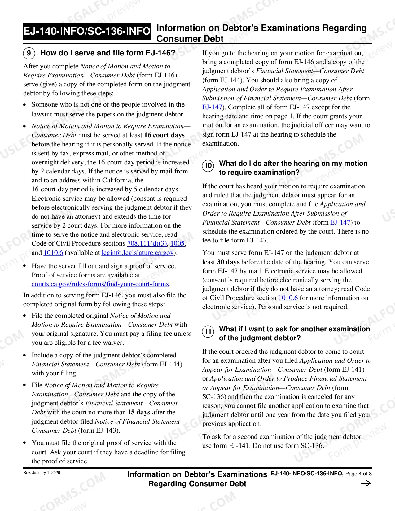 Preview Information on Debtor's Examinations Regarding Consumer Debt
