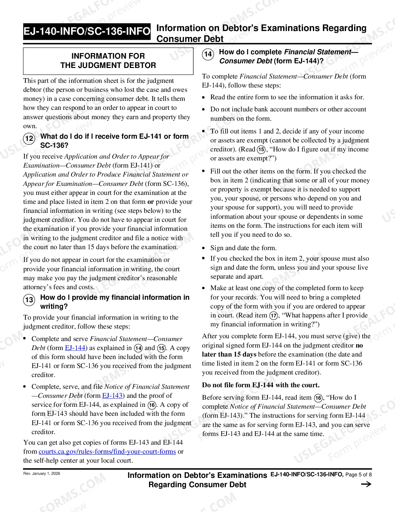 Preview Information on Debtor's Examinations Regarding Consumer Debt