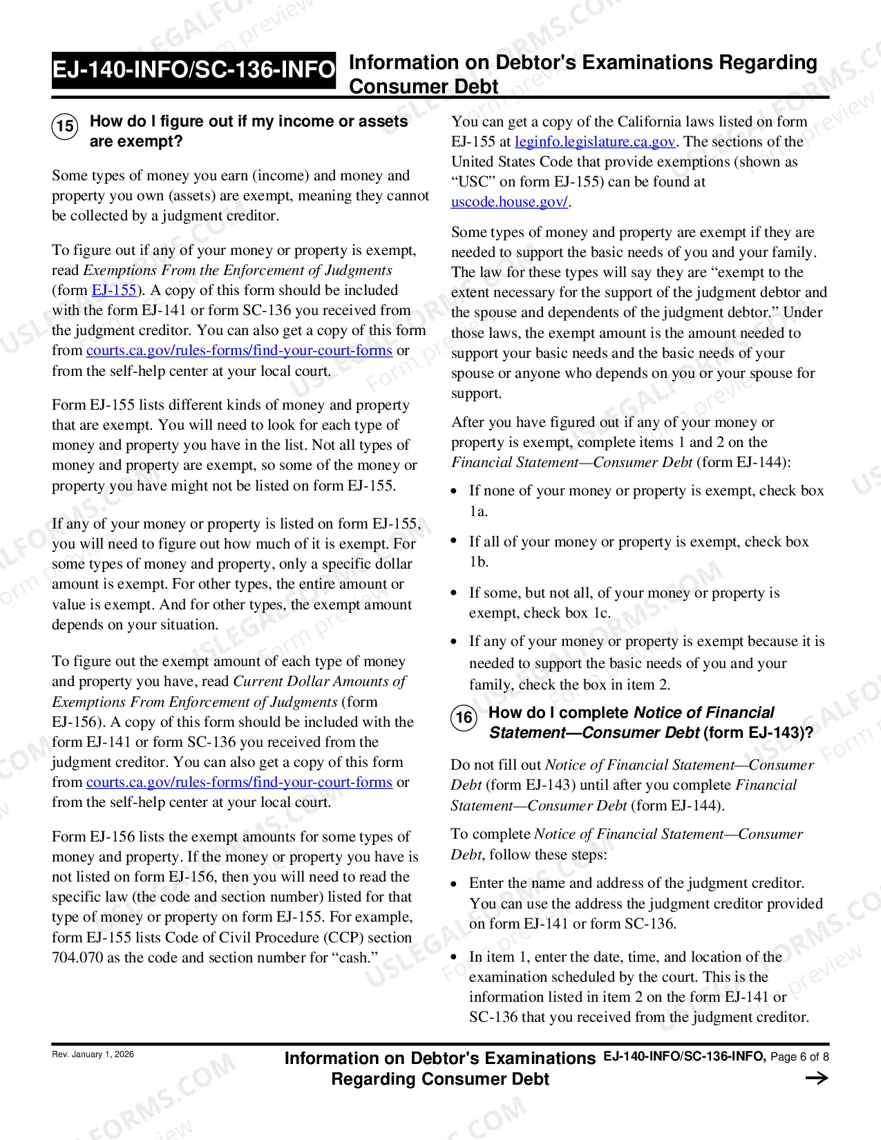 Preview Information on Debtor's Examinations Regarding Consumer Debt