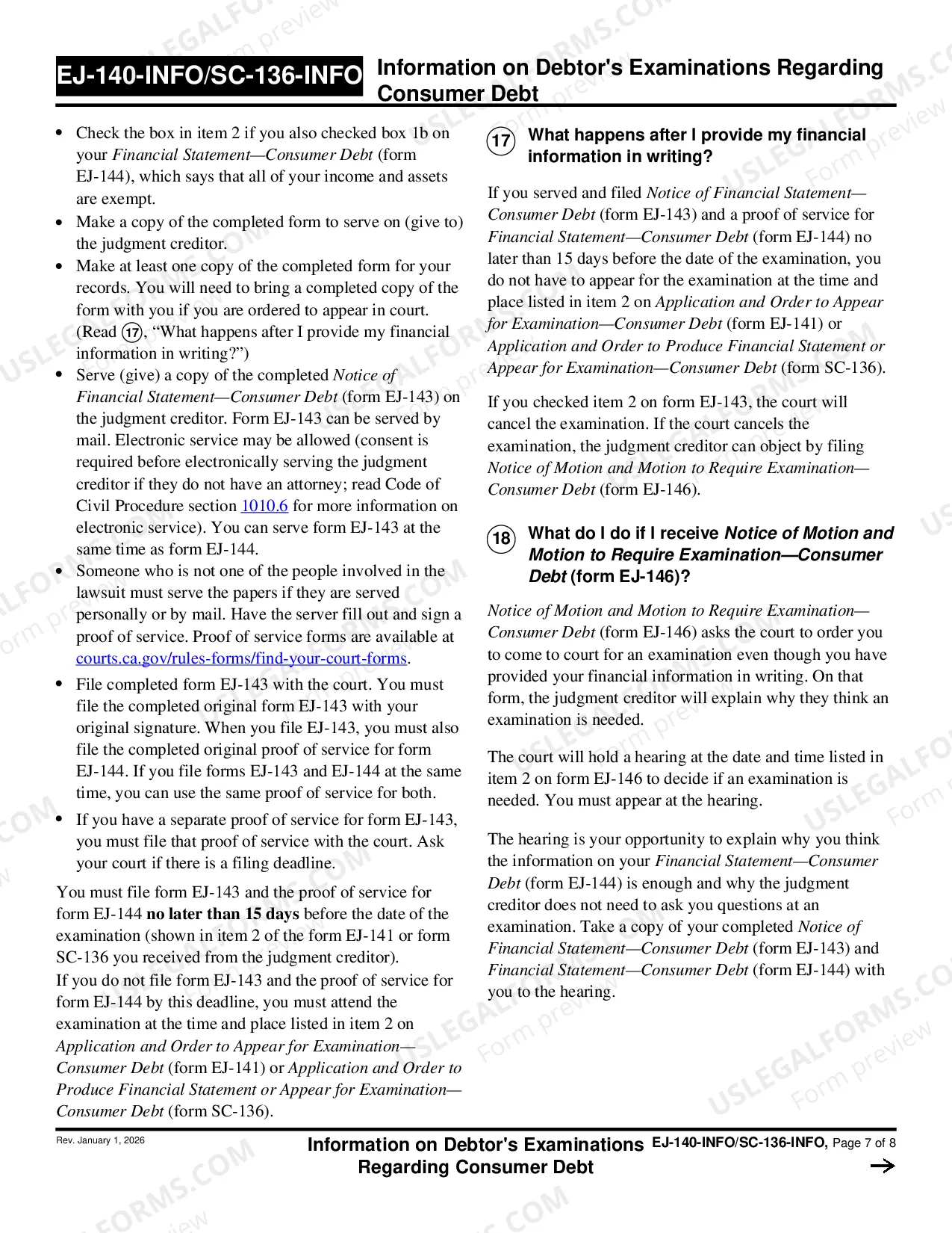 Preview Information on Debtor's Examinations Regarding Consumer Debt