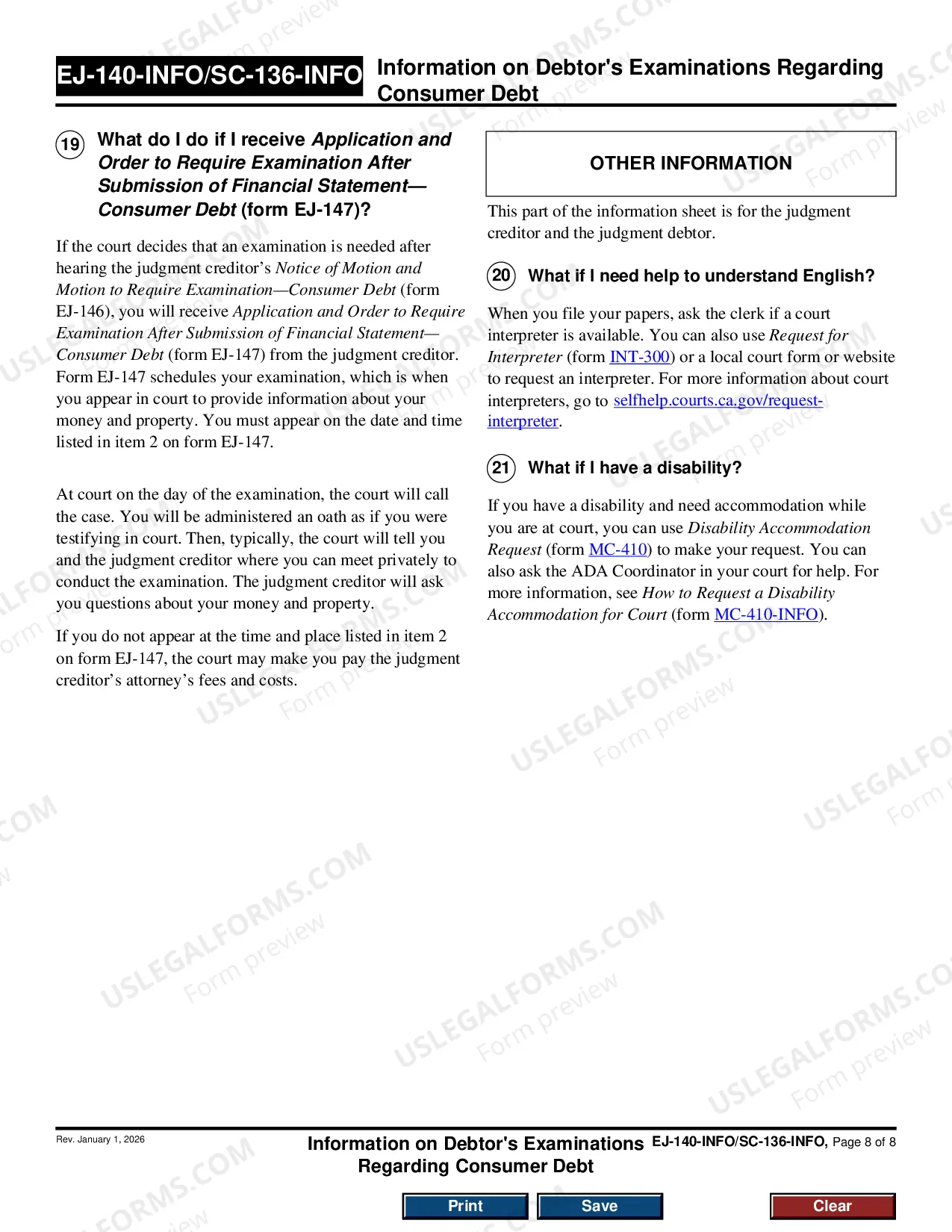 Preview Information on Debtor's Examinations Regarding Consumer Debt