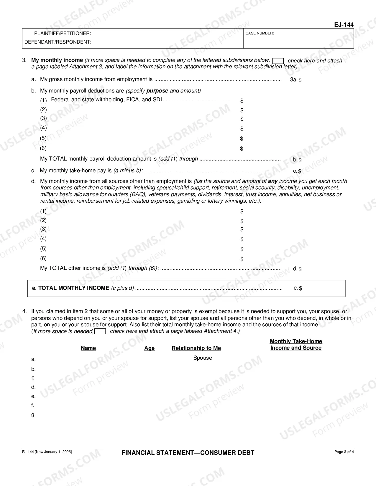 Preview Financial Statement - Consumer Debt