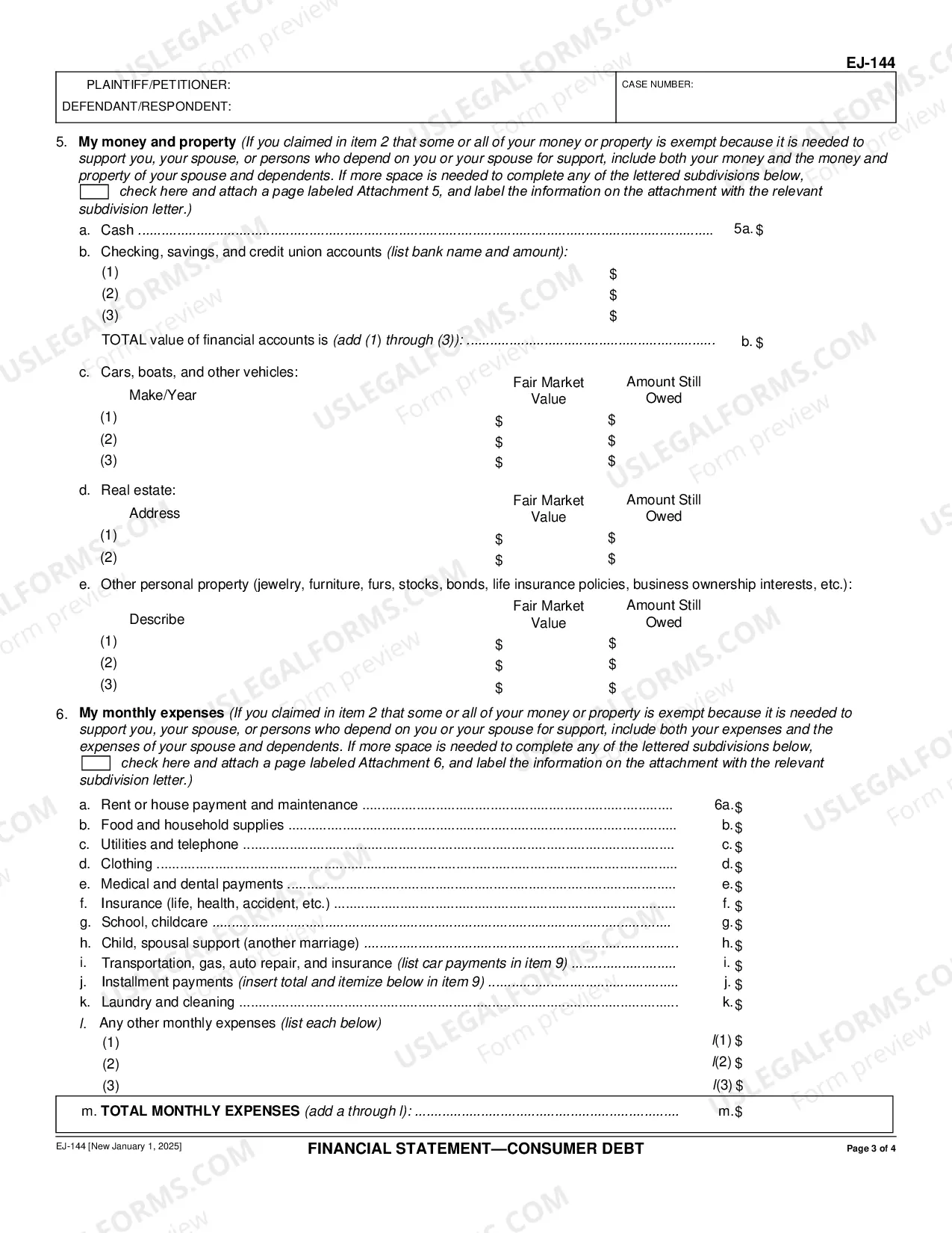 Preview Financial Statement - Consumer Debt