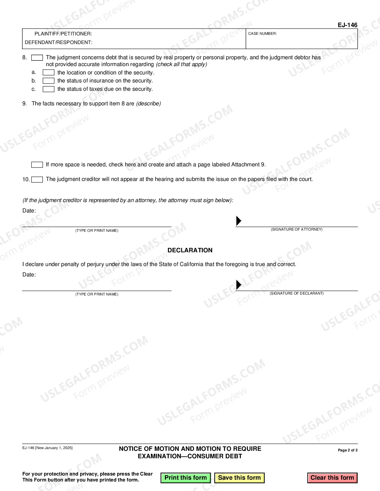 Preview Notice of Motion and Motion to Require Examination - Consumer Debt