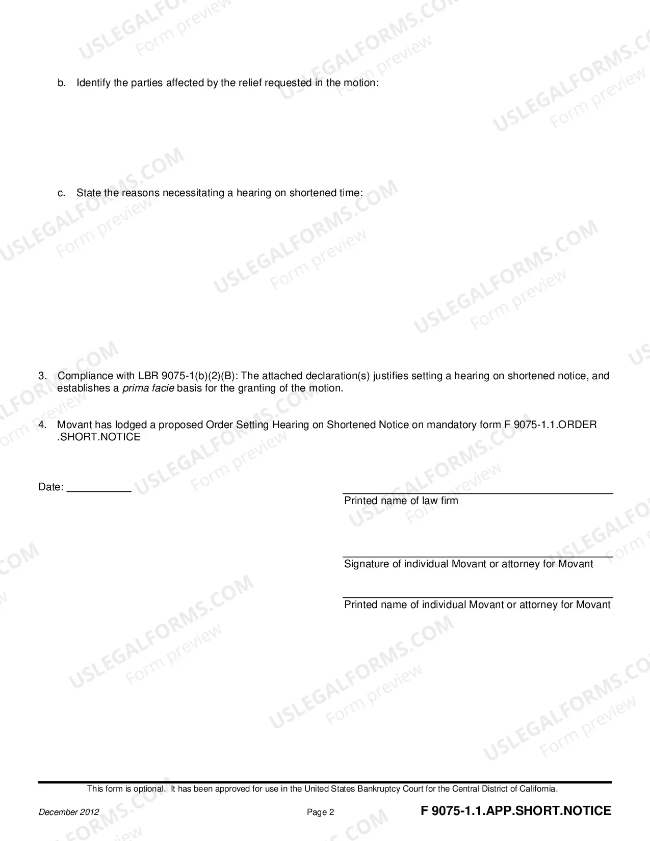 Preview Application for Order Setting Hearing on Shortened Notice