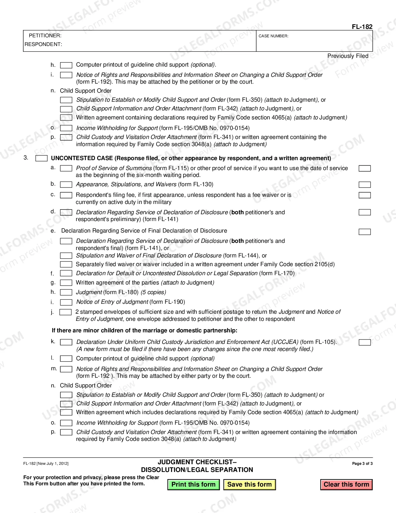 Preview Family Law Judgment Checklist Dissolution (Divorce) Legal Separation And Domestic Partnership