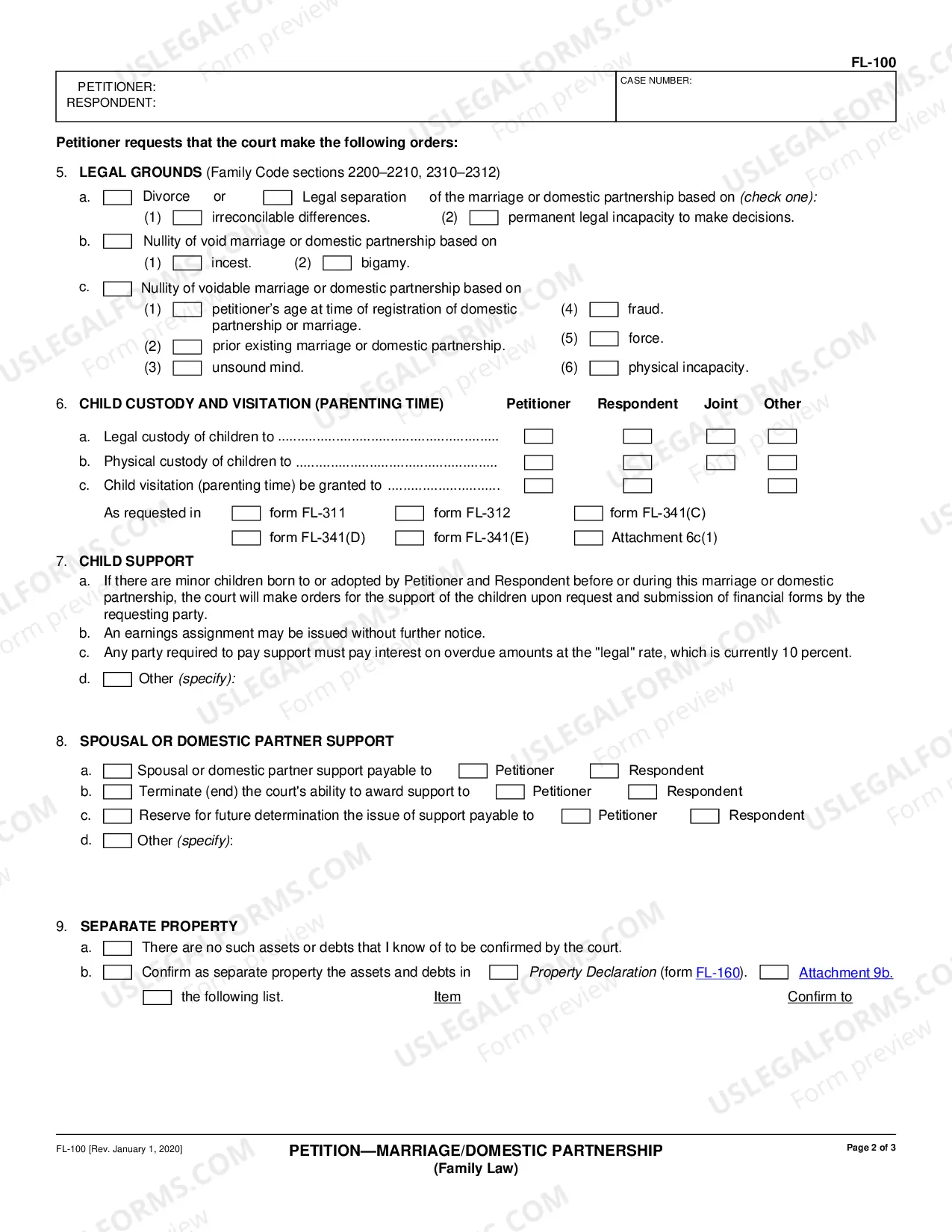 Preview Petition - Marriage or Domestic Partnership