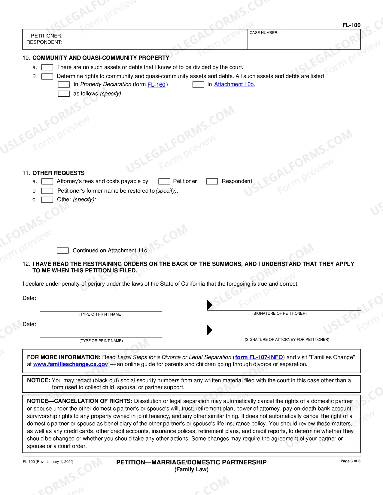 Preview Petition - Marriage or Domestic Partnership