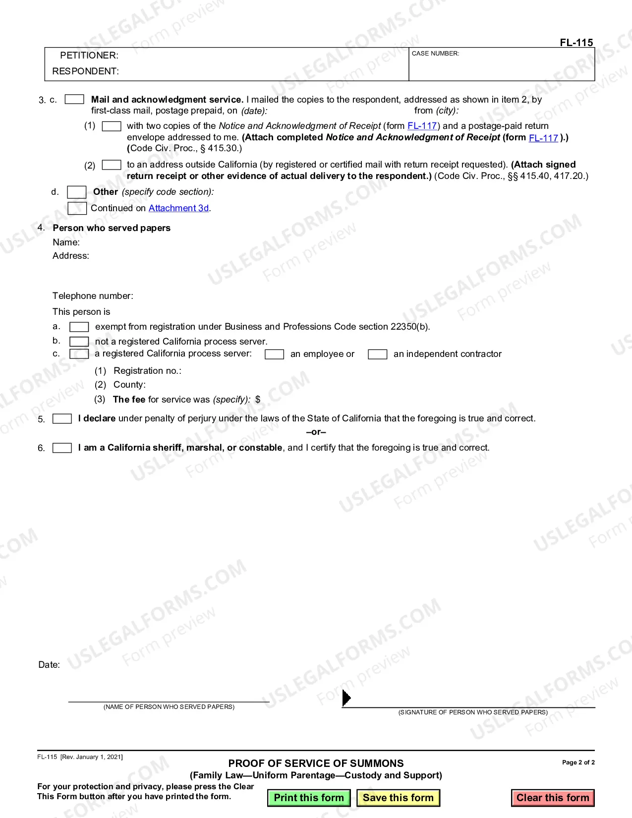 Preview Proof of Service of Summons