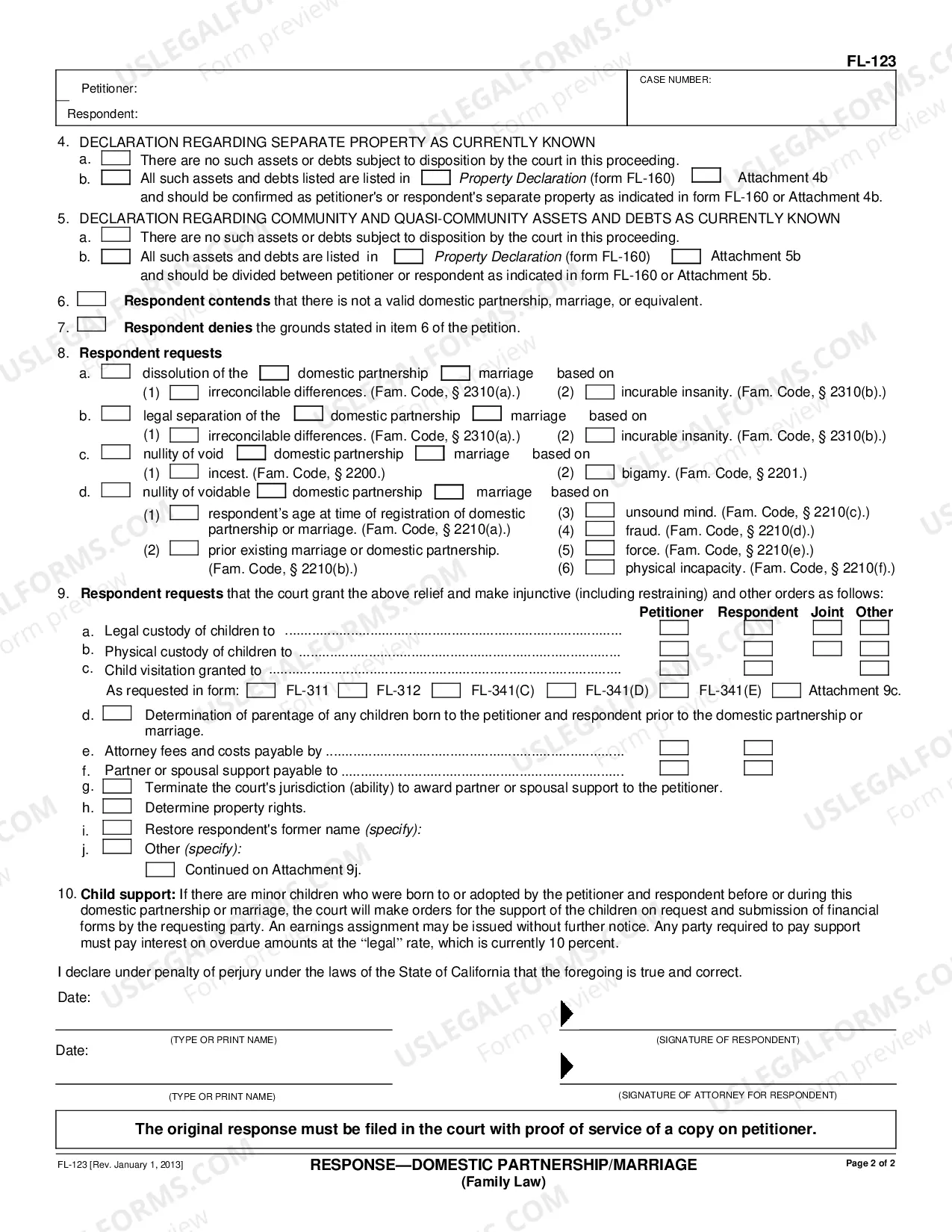 Preview Response - Domestic Partnership / Marriage