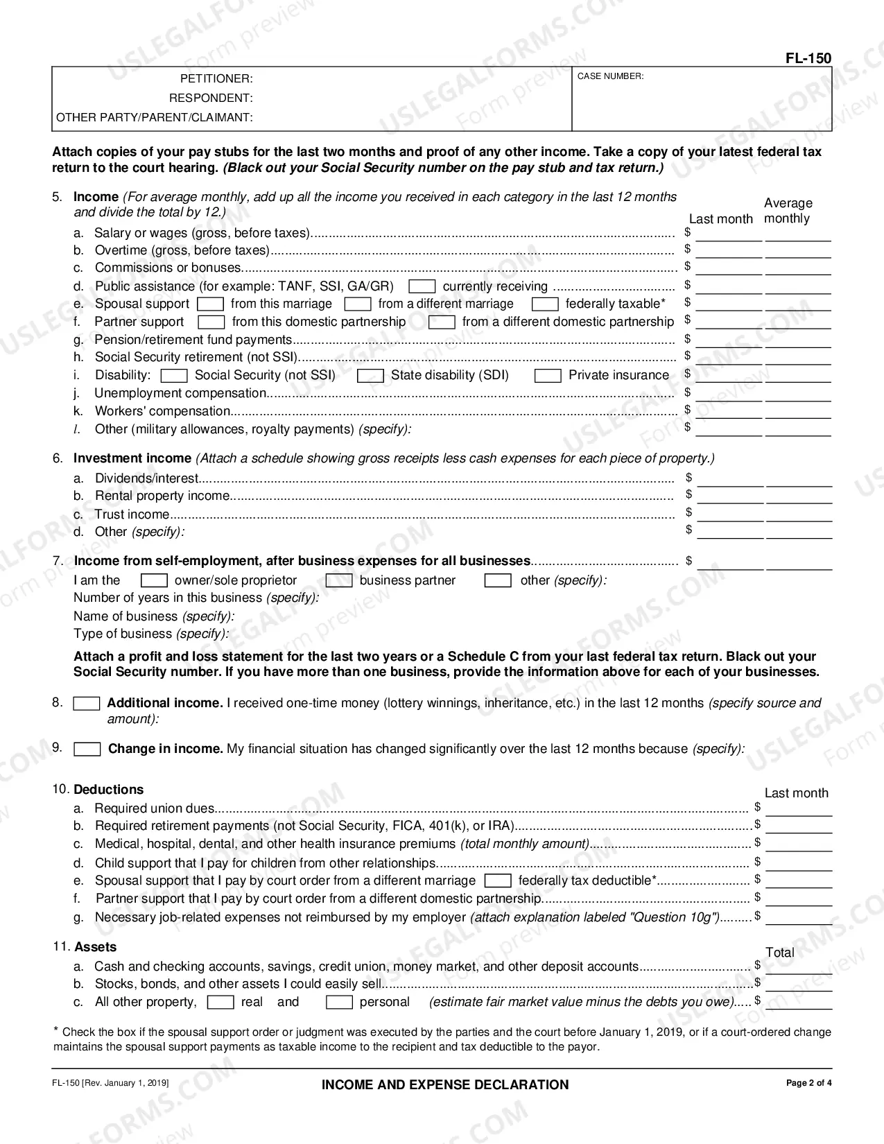 Preview Income and Expense Declaration - Family Law