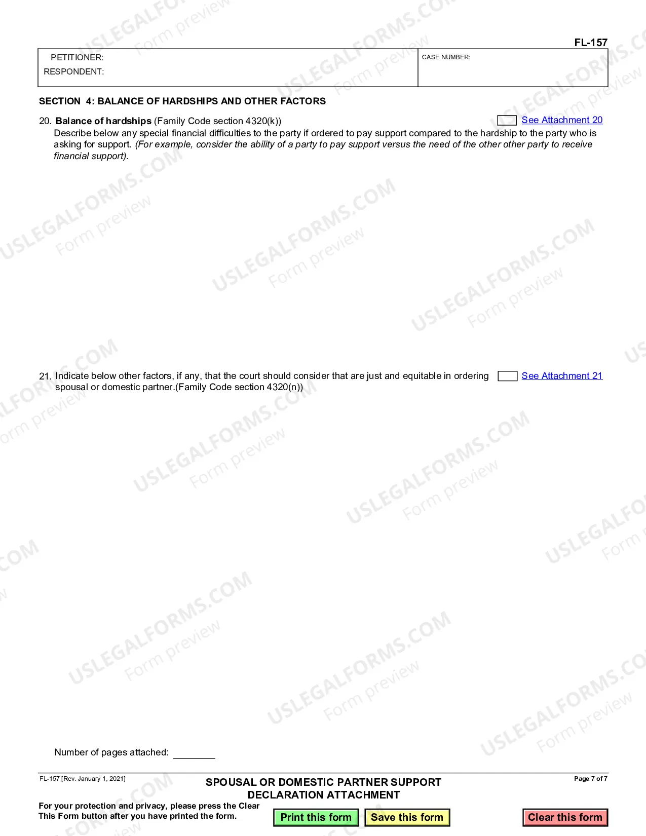 Preview Spousal or Domestic Partner Support Declaration Attachment