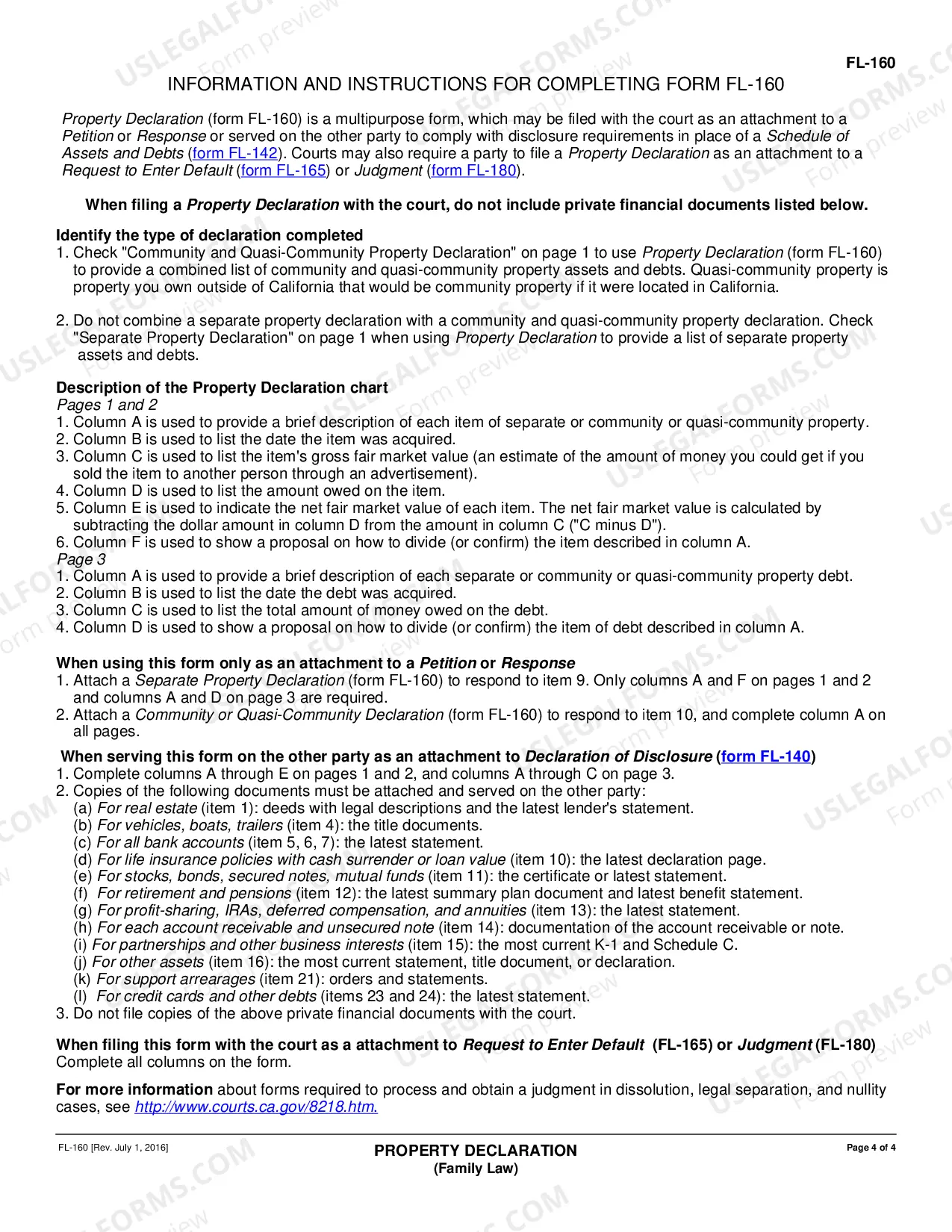 Preview Property Declaration - Family Law