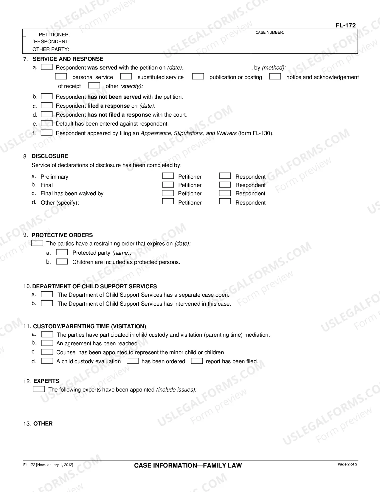 Preview Case Information - Family Law