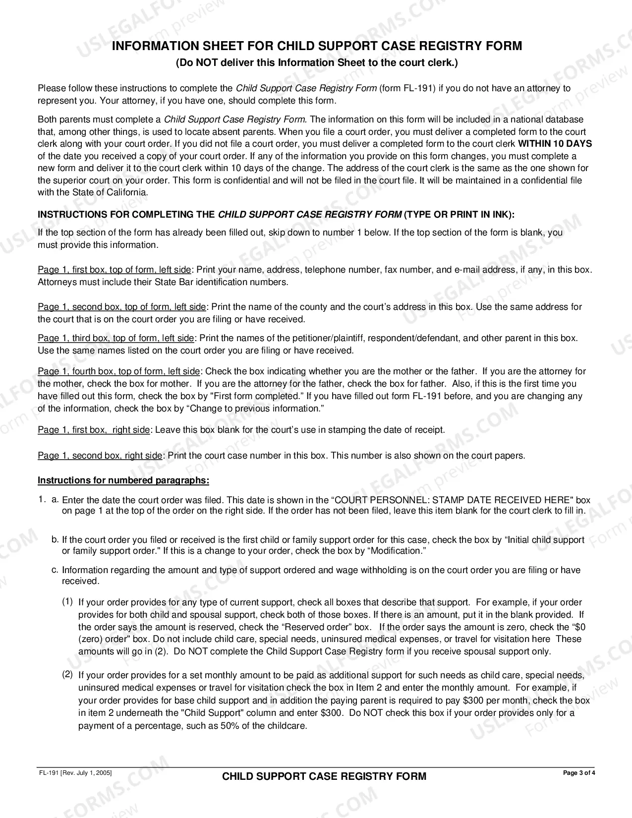 Preview Child Support Case Registry Form