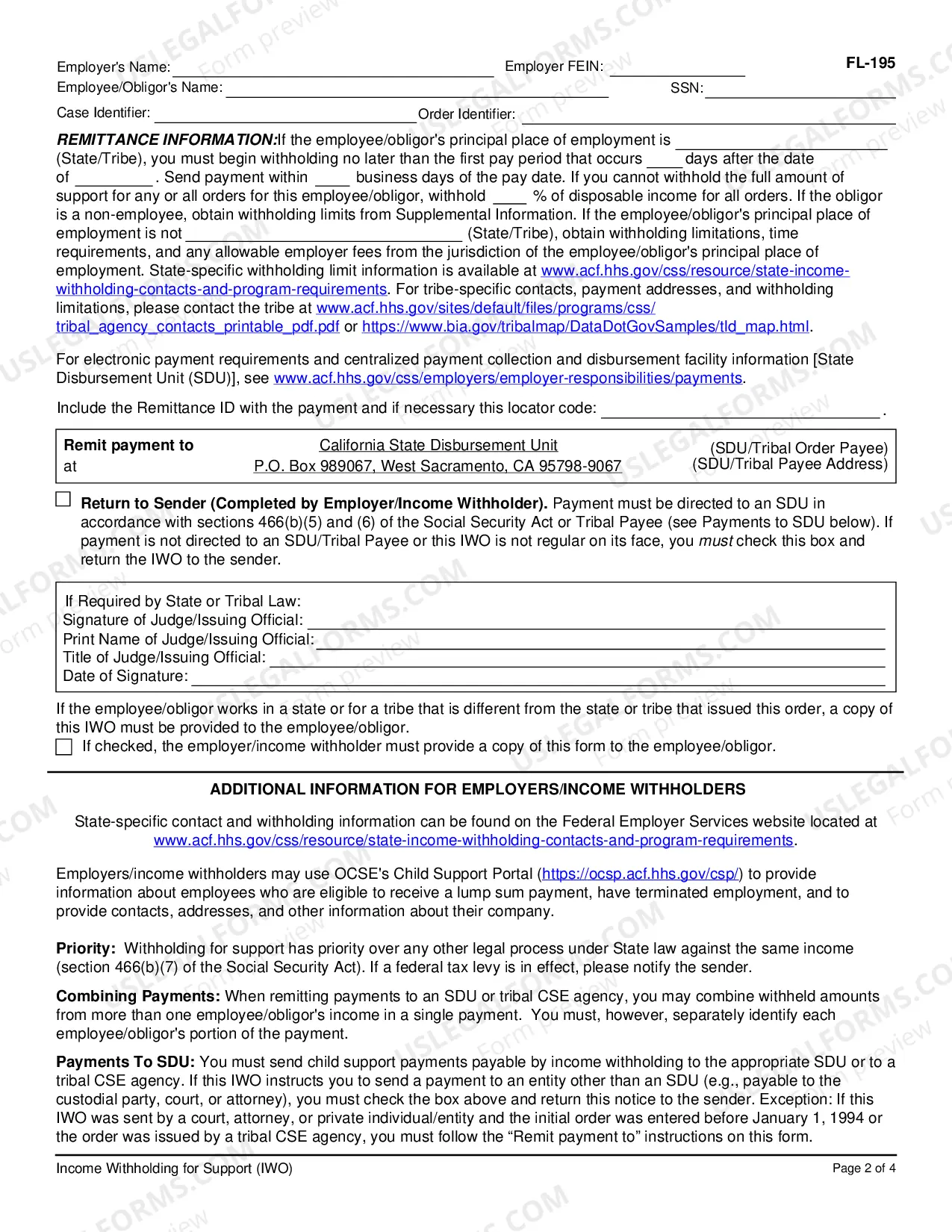 Preview Order - Notice to Withholding Income for Child Support