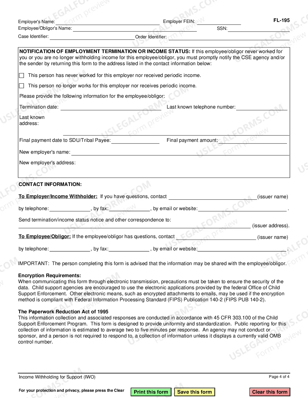 Preview Order - Notice to Withholding Income for Child Support