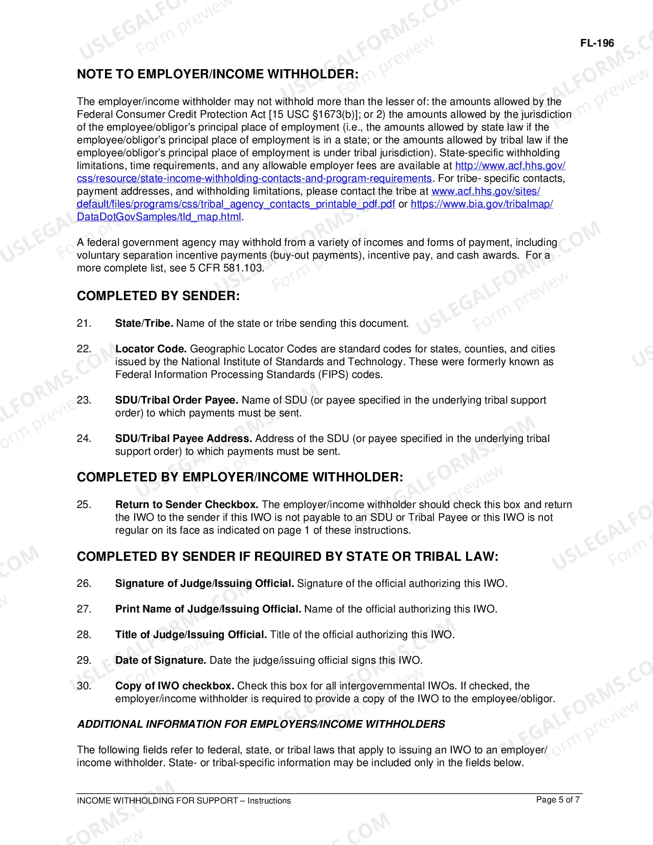 Preview Income Withholding for Support - Instructions