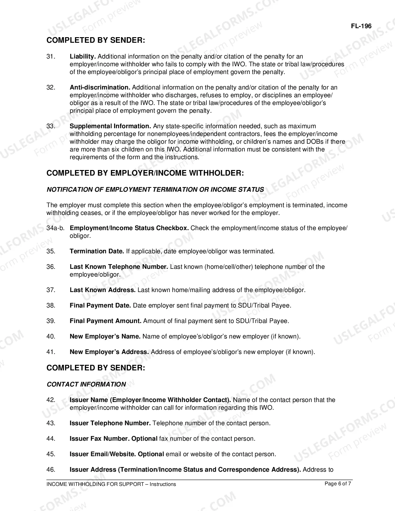 Preview Income Withholding for Support - Instructions