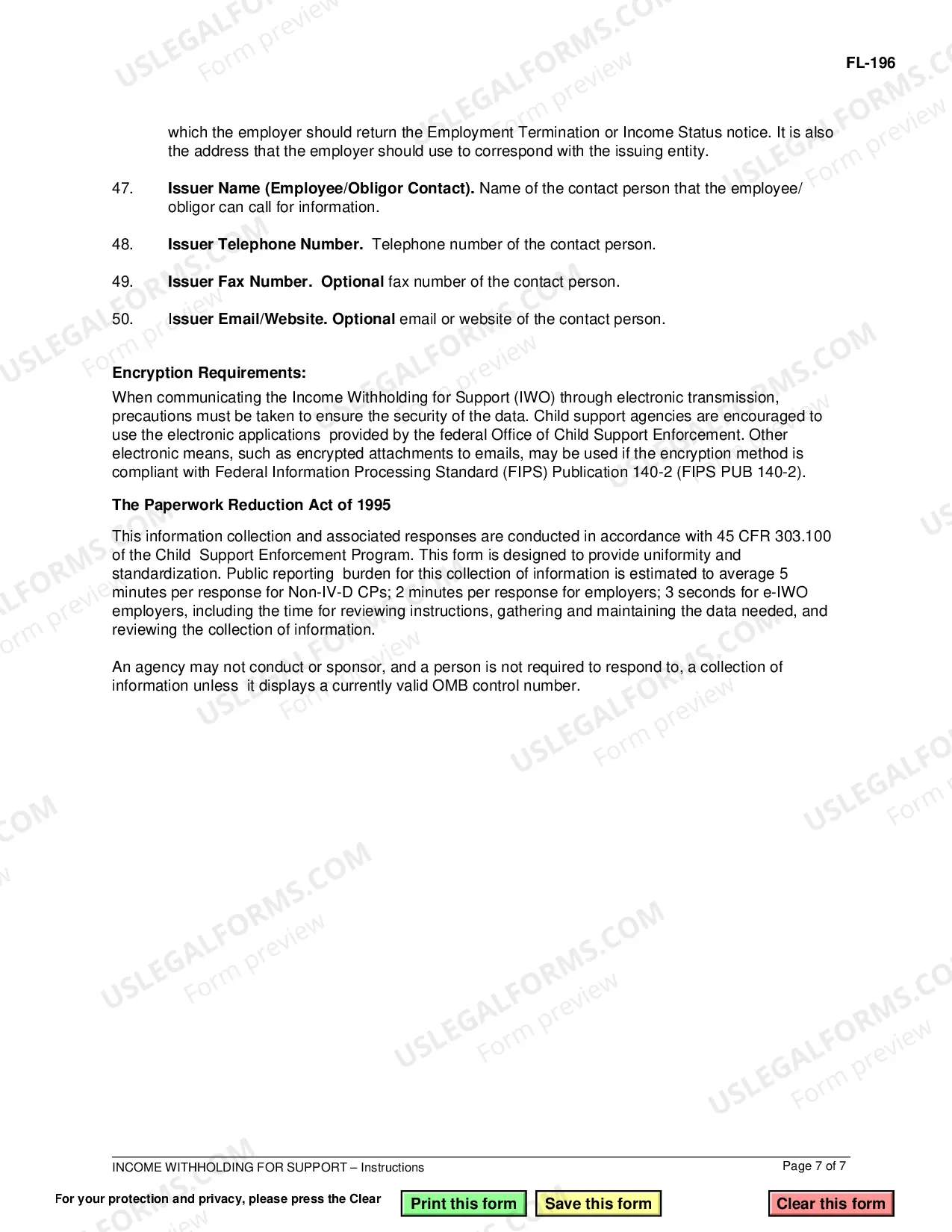 Preview Income Withholding for Support - Instructions