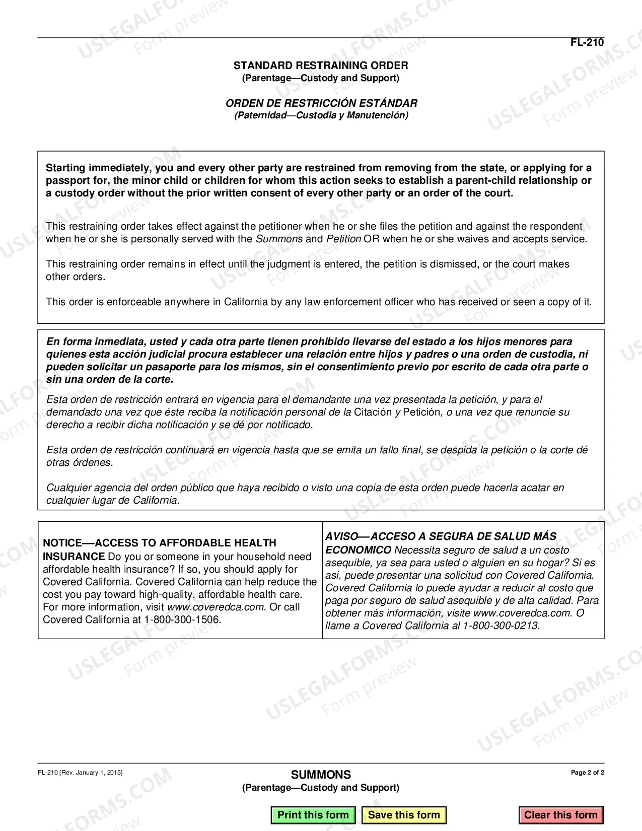 Preview Summons - Uniform Parentage - Petition for Custody and Support
