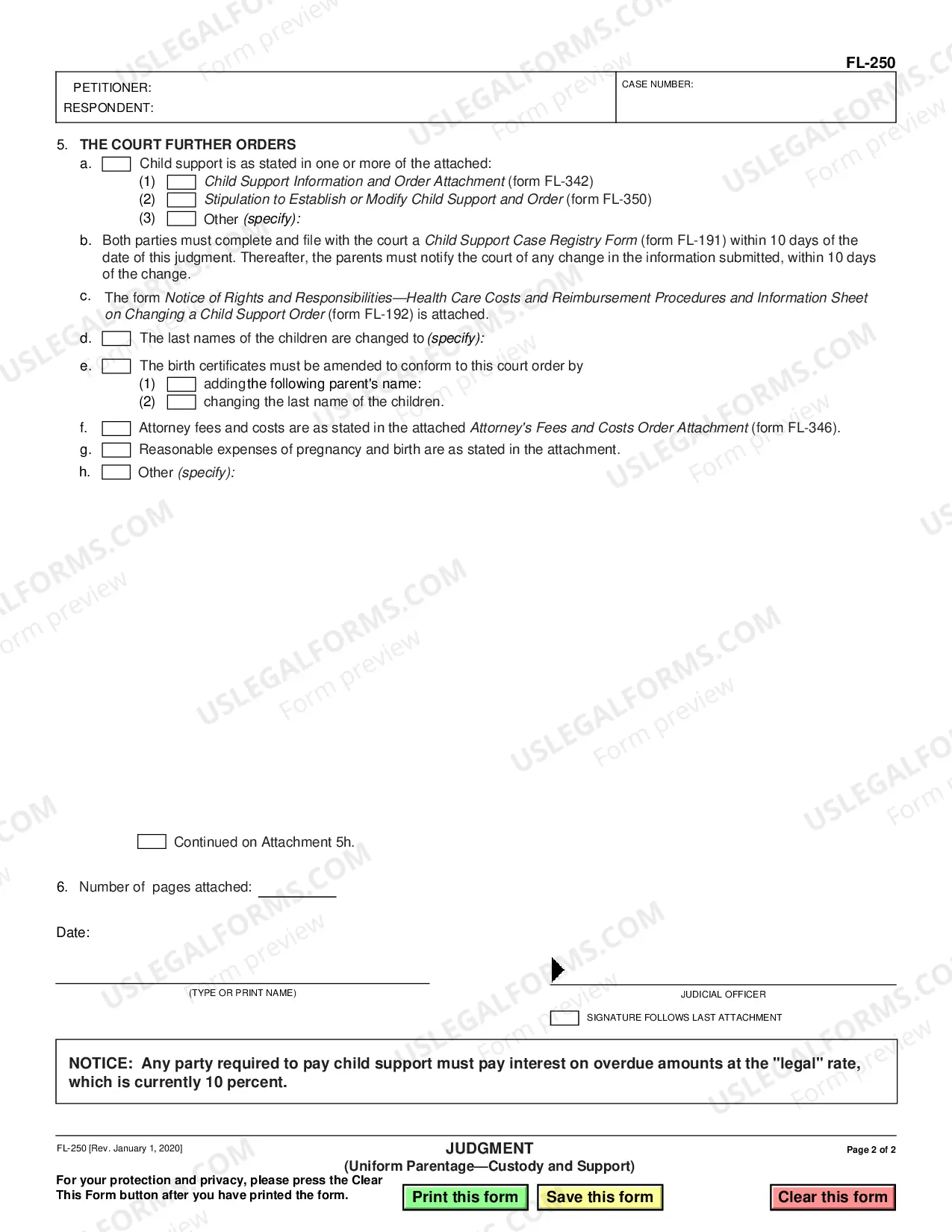 Preview Judgment - Uniform Parentage - Custody and Support