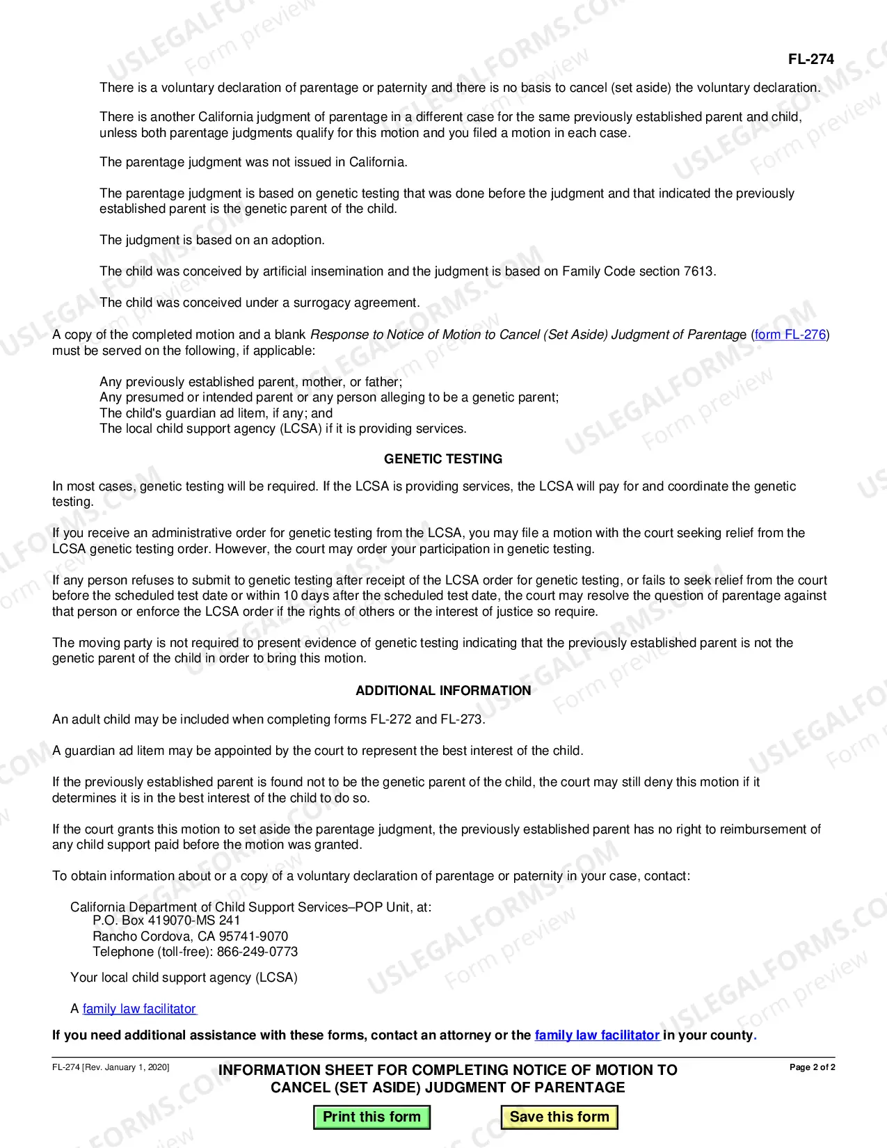 Preview Information Sheet for Completing Notice of Motion to Set Aside Judgment of Paternity