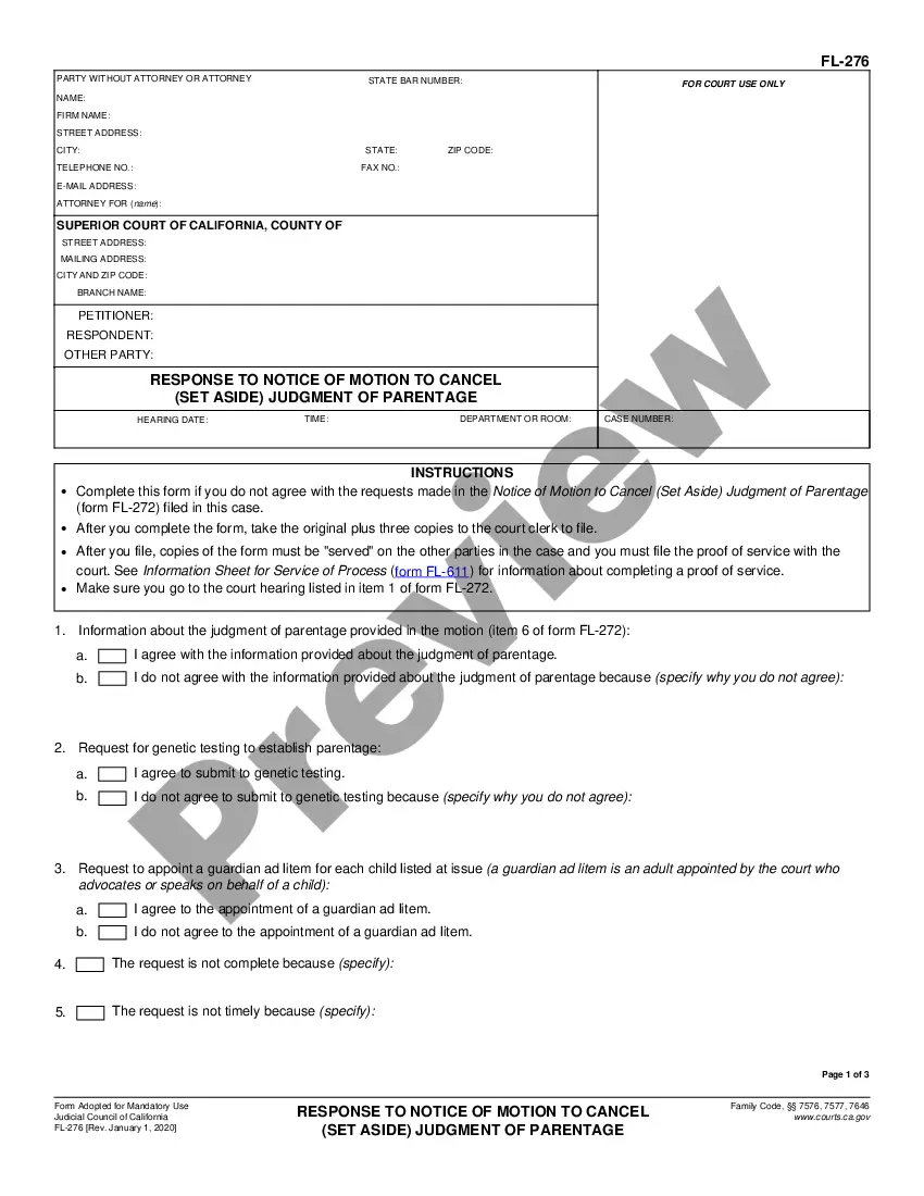 California Response Motion For Reconsideration US Legal Forms