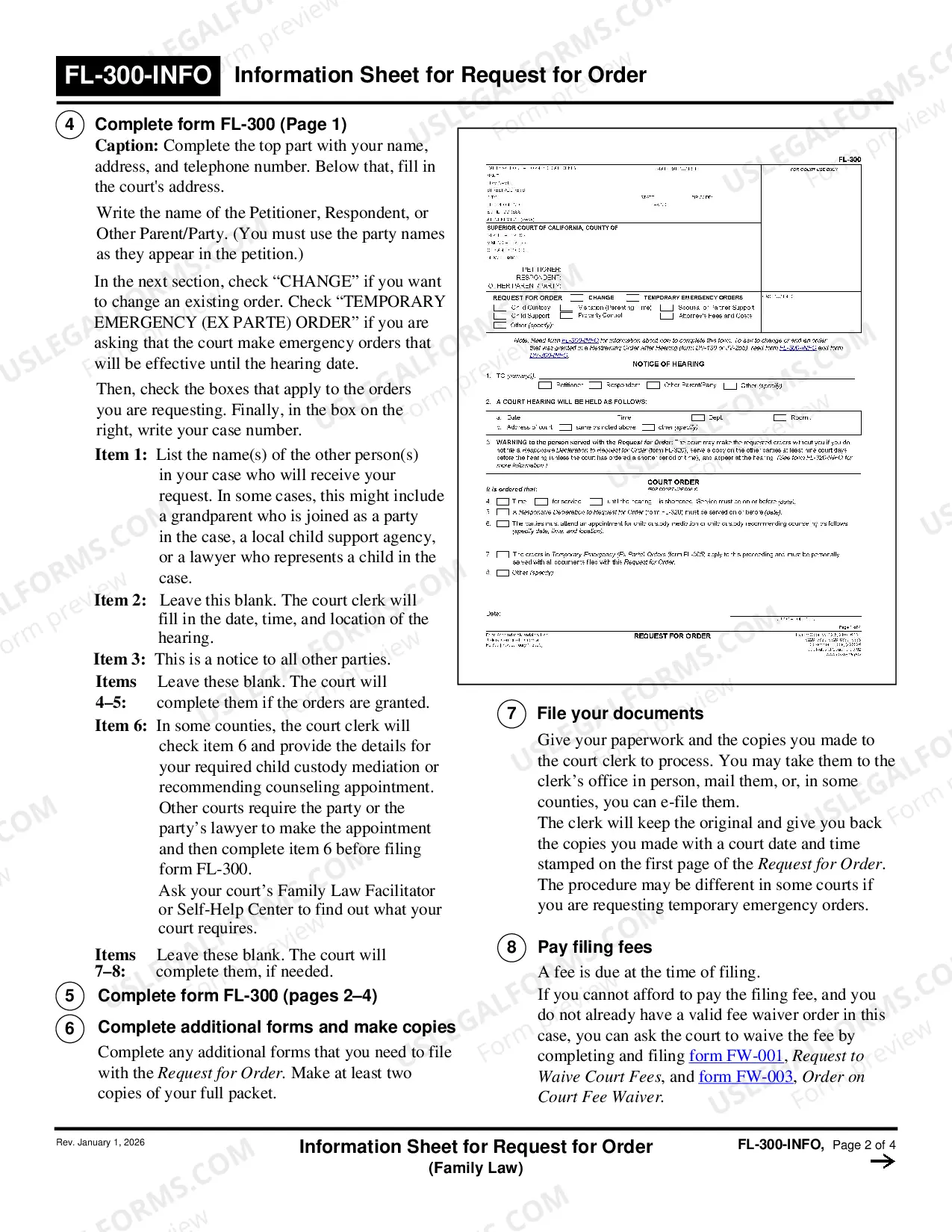 Preview Information Sheet for Request for Order - Family Law